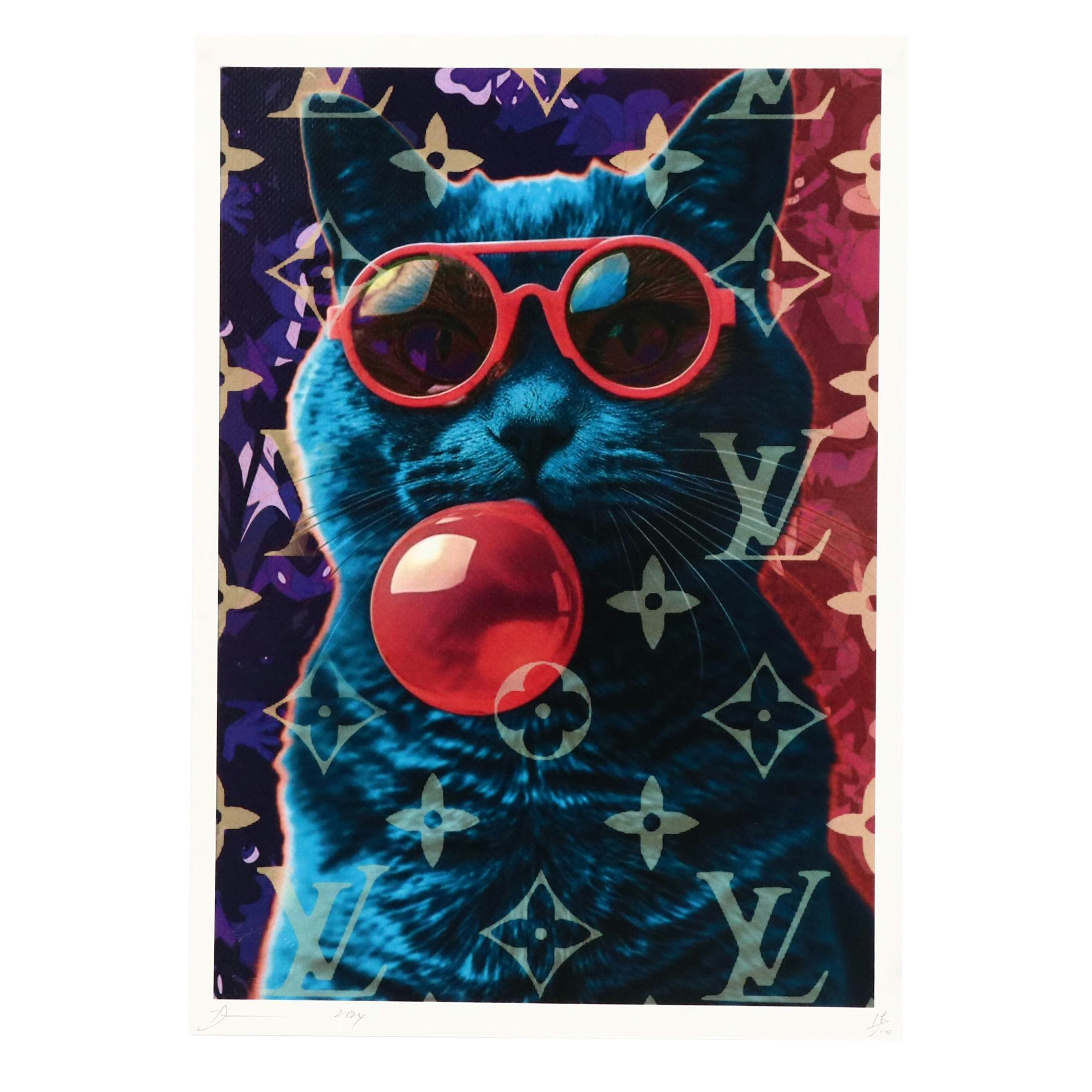 Death NYC Pop Art Digital Print Featuring Louis Vuitton x Cool Cat, 2024