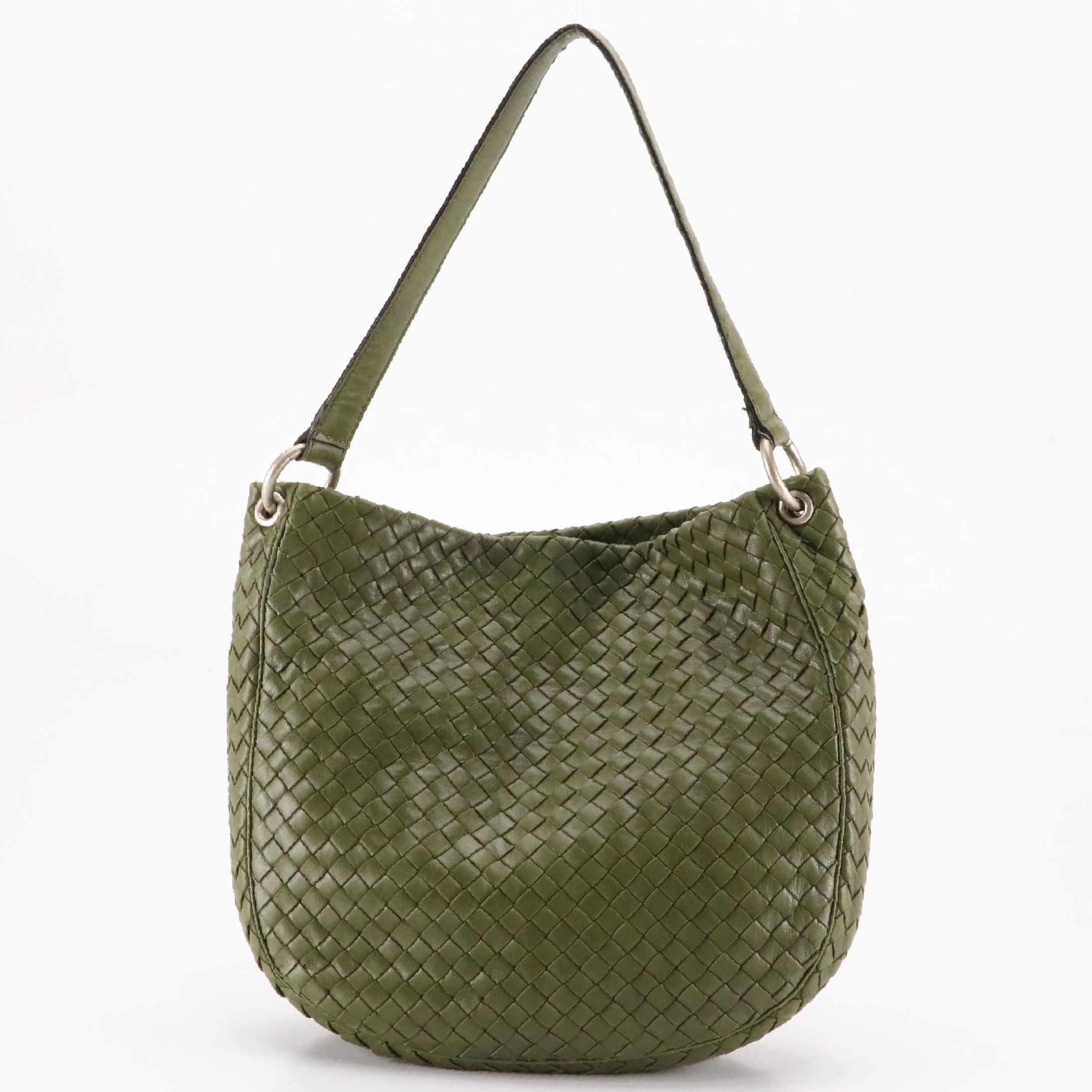 Bottega Veneta Shoulder Bag in Olive Green Intrecciato Nappa Leather