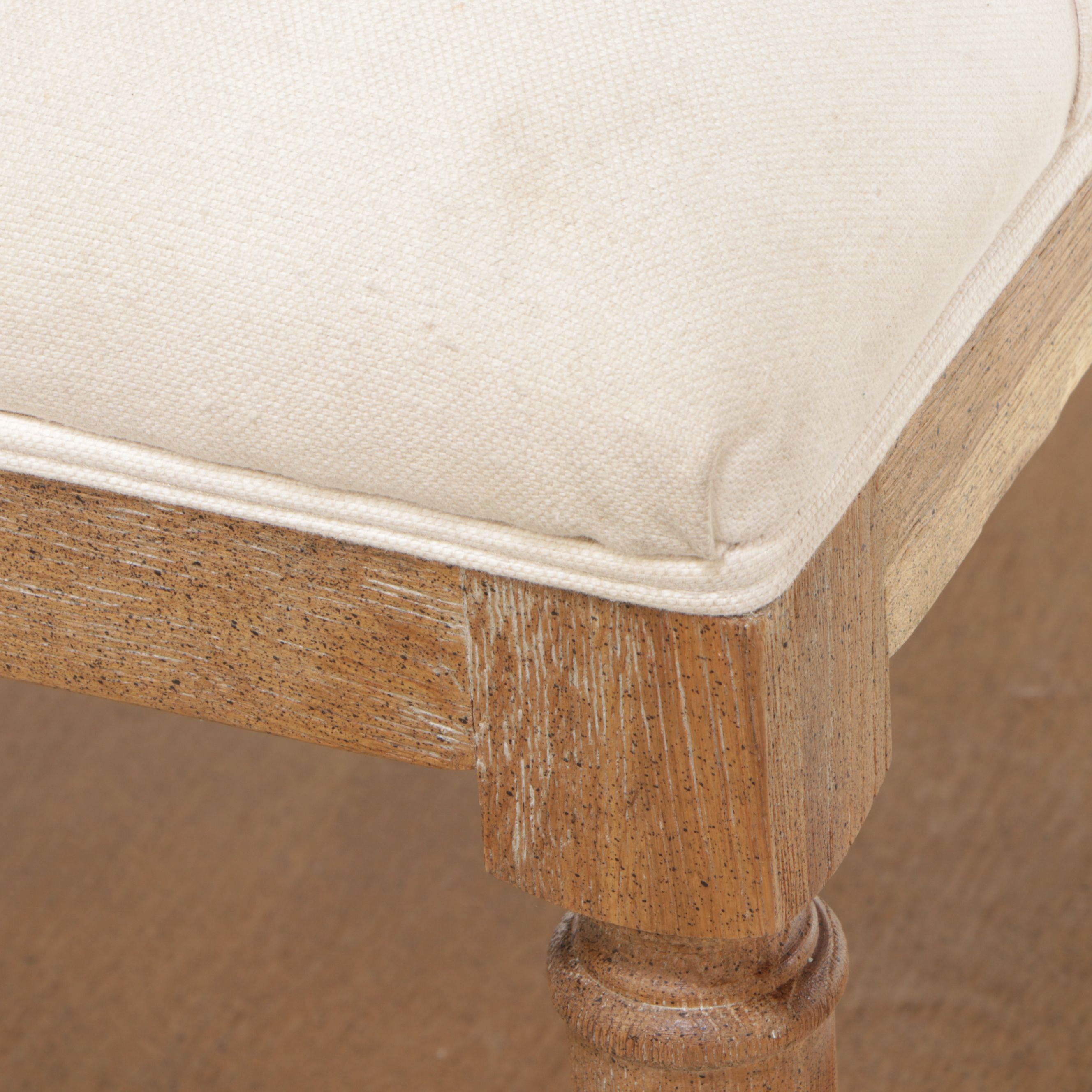 Ballard Designs "Briar" Button-Tufted Fabric Upholstered Ottoman