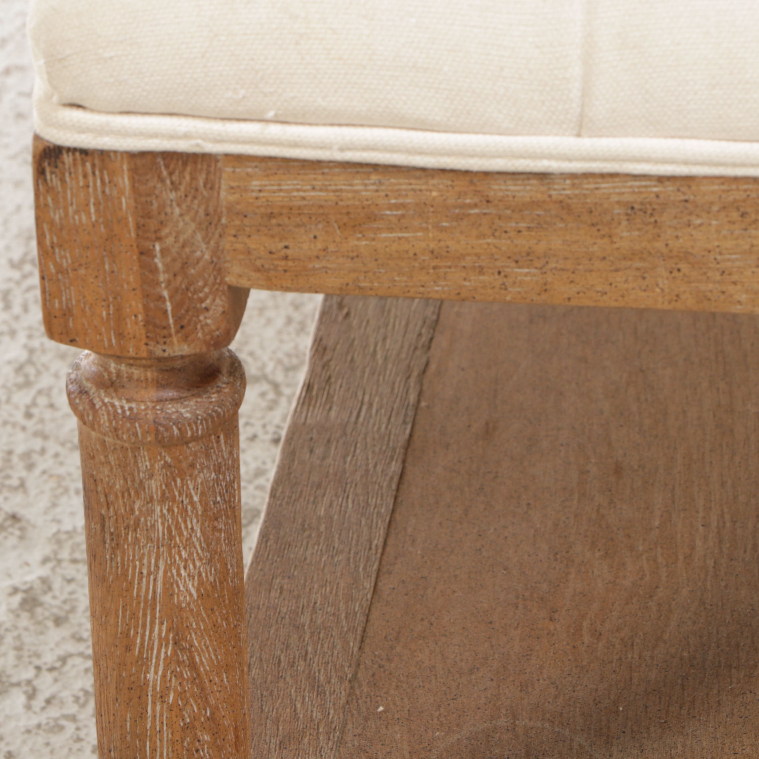 Ballard Designs "Briar" Button-Tufted Fabric Upholstered Ottoman