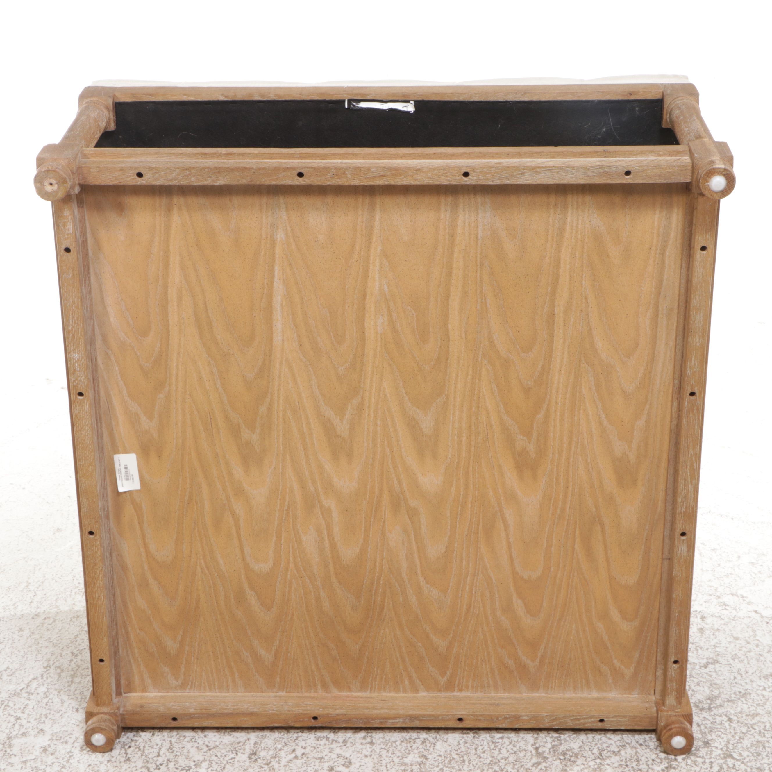 Ballard Designs "Briar" Button-Tufted Fabric Upholstered Ottoman