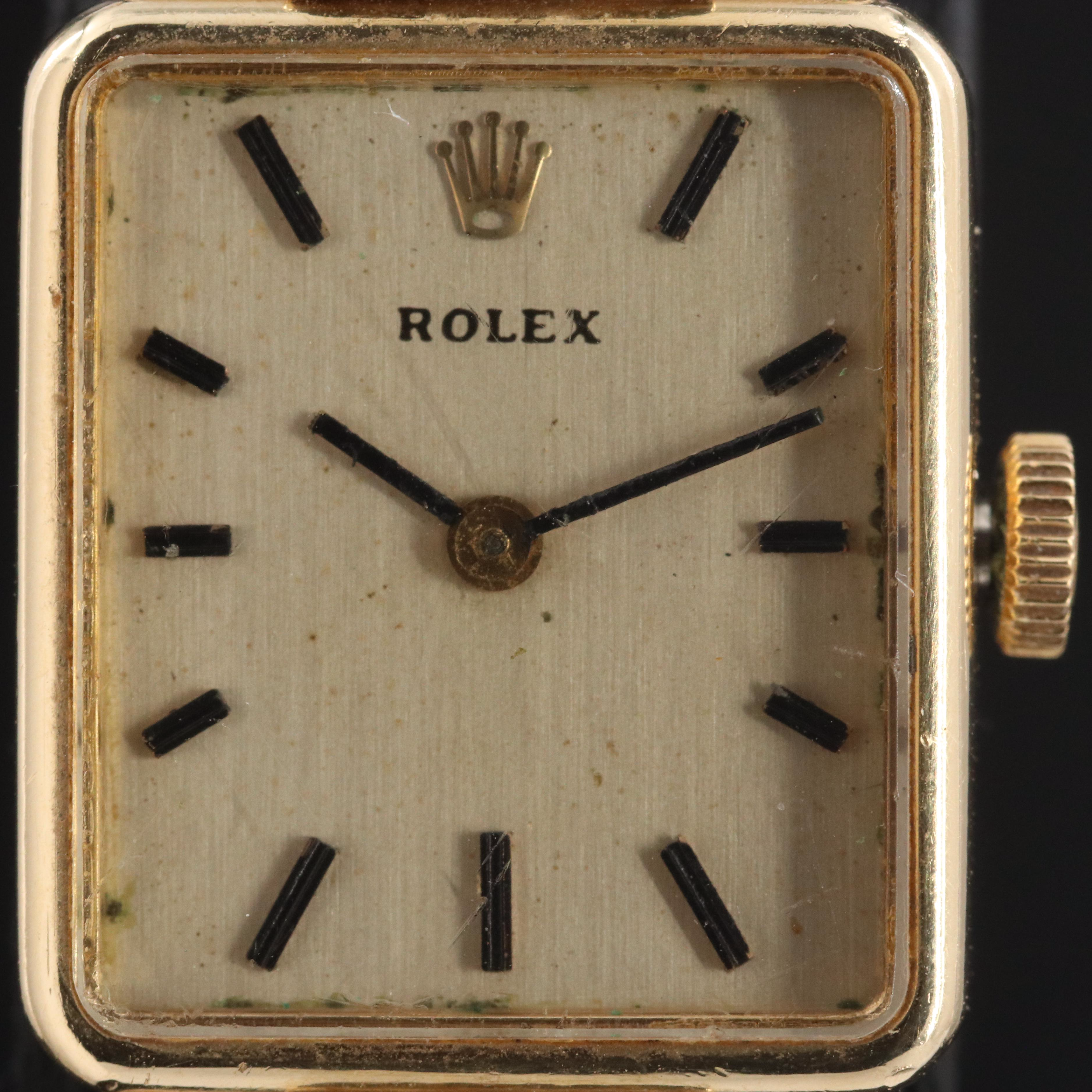 Vintage Rolex Diamond Set 14K Gold Manual-Wind Watch