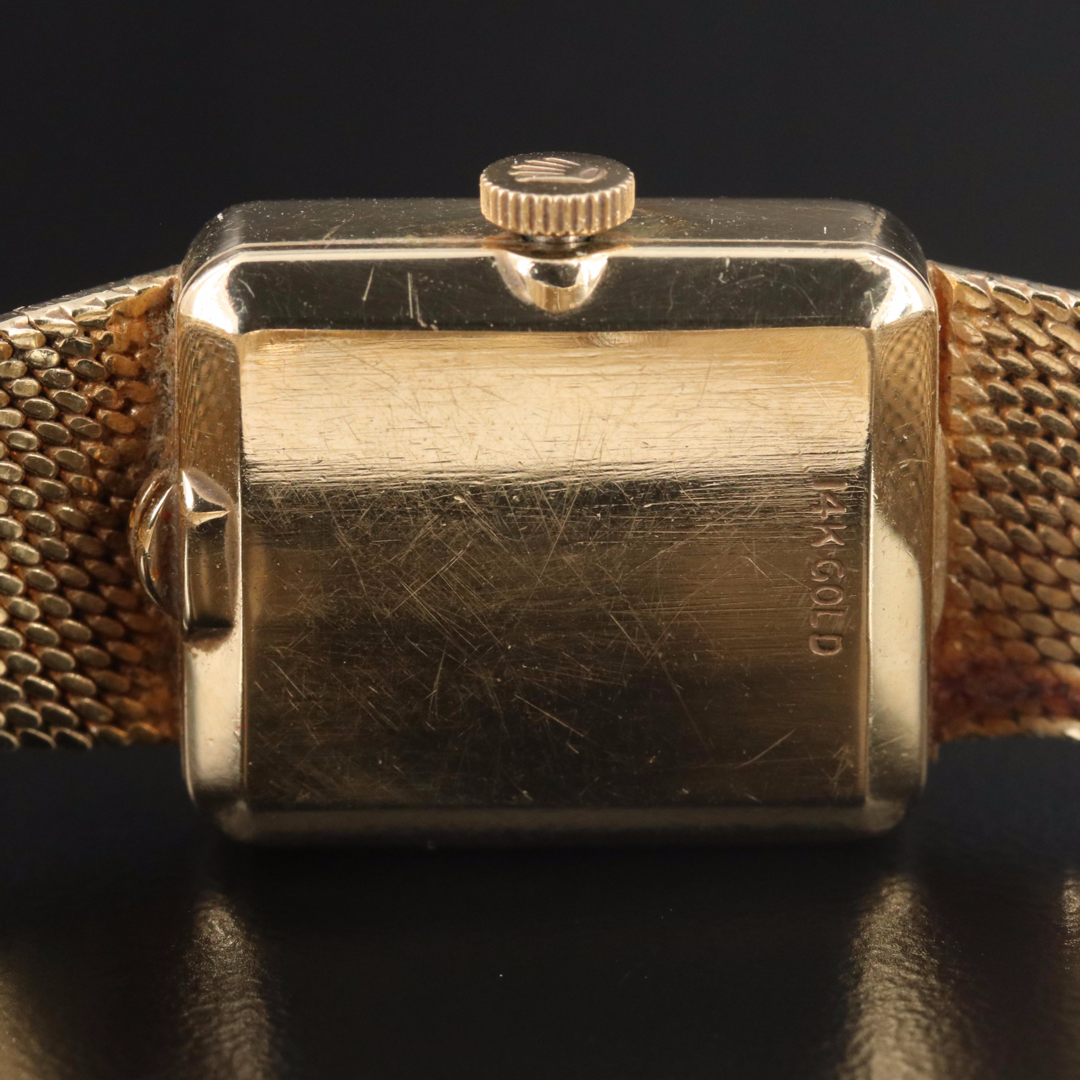 Vintage Rolex Diamond Set 14K Gold Manual-Wind Watch