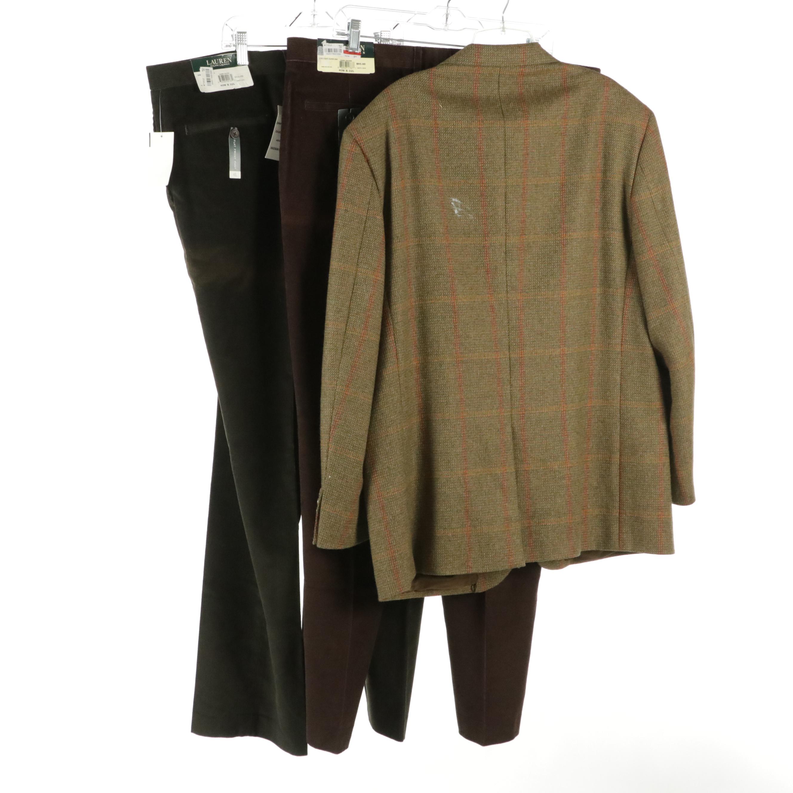 Men's Vintage Southwick Tweed Wool Blazer & Lauren Ralph Lauren Flat Front Pants