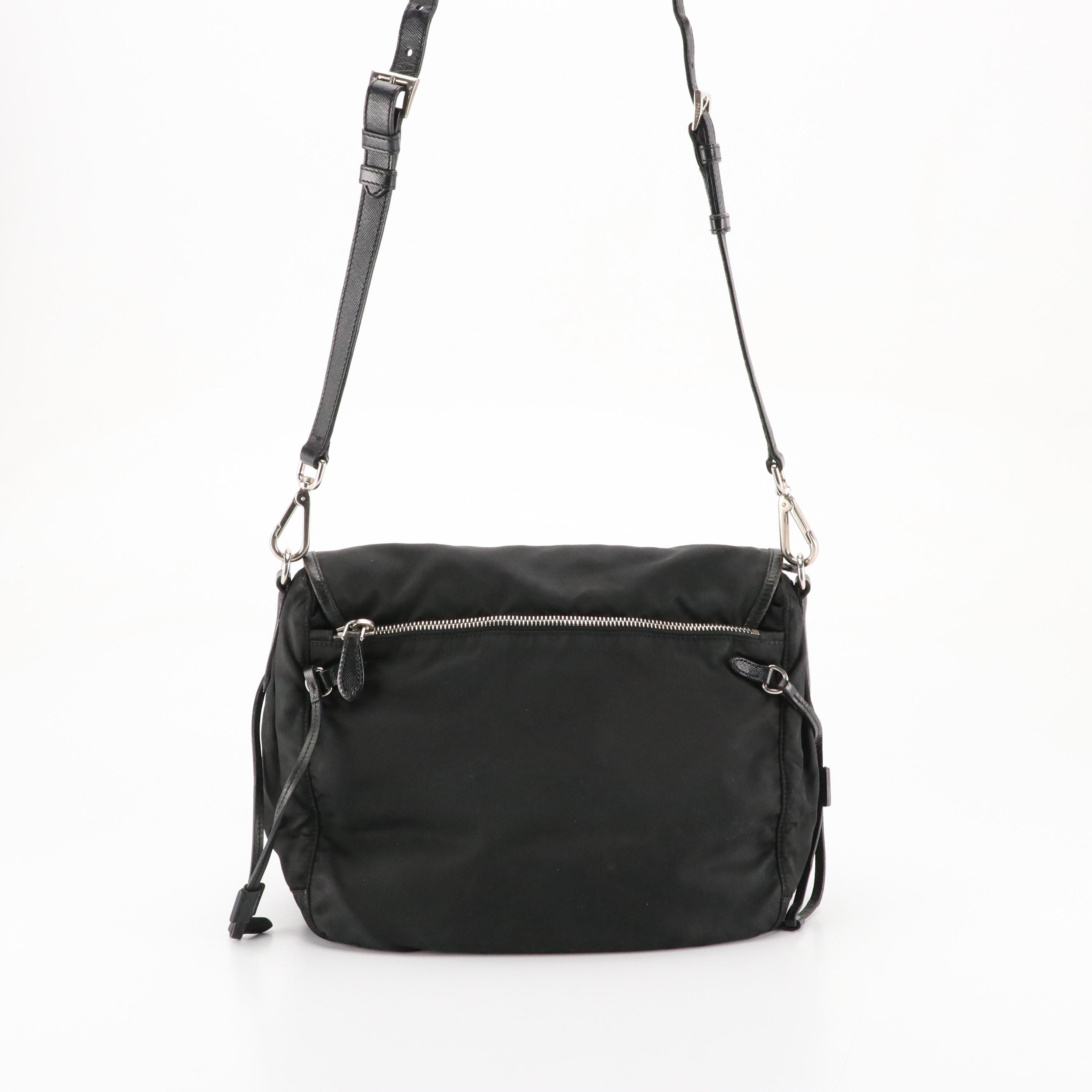 Prada Multi-Pocket Crossbody Messenger Bag in Black Tessuto Nylon and Leather