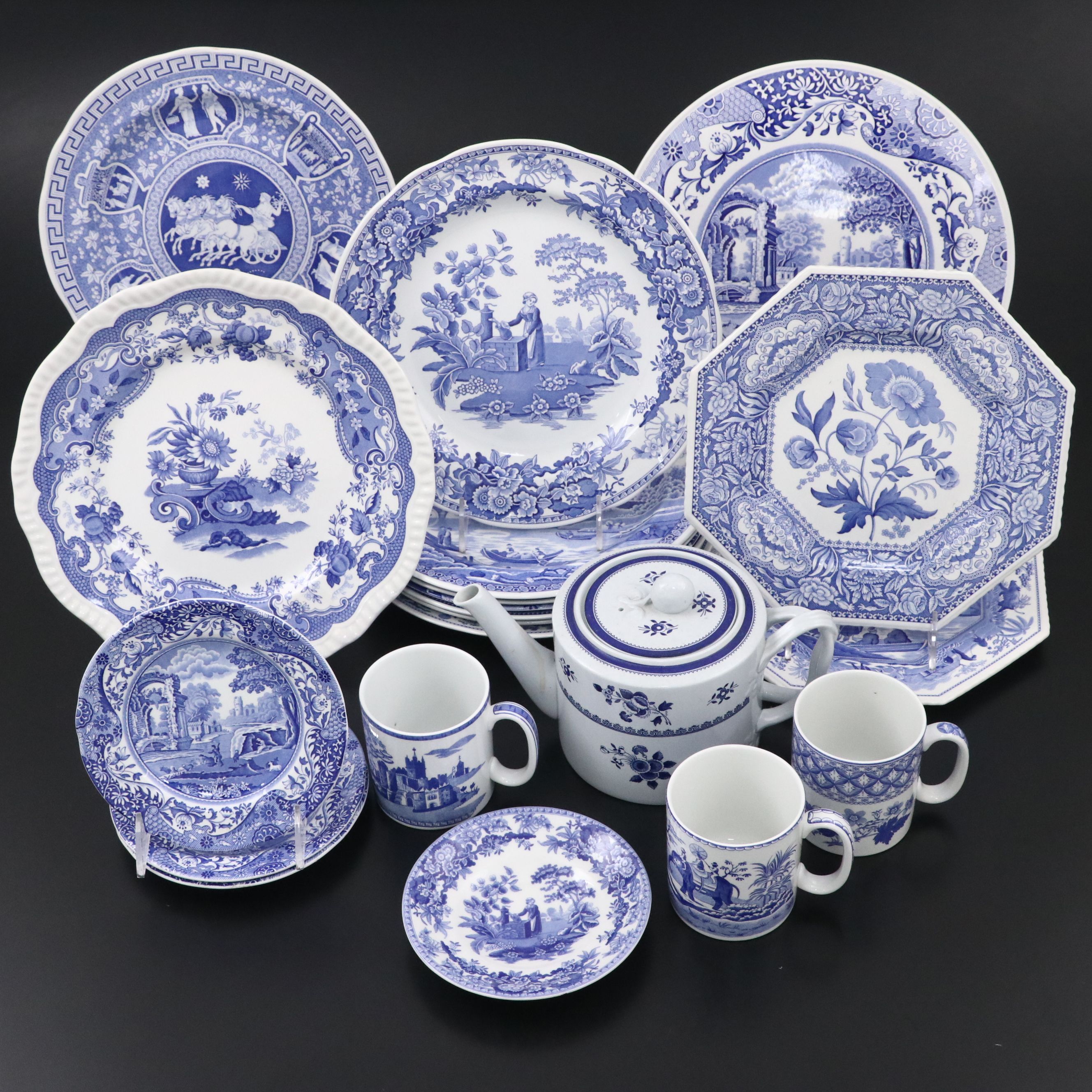 Spode Blue Room Collection Transferware Featuring "Greek" and "Italian" Plates