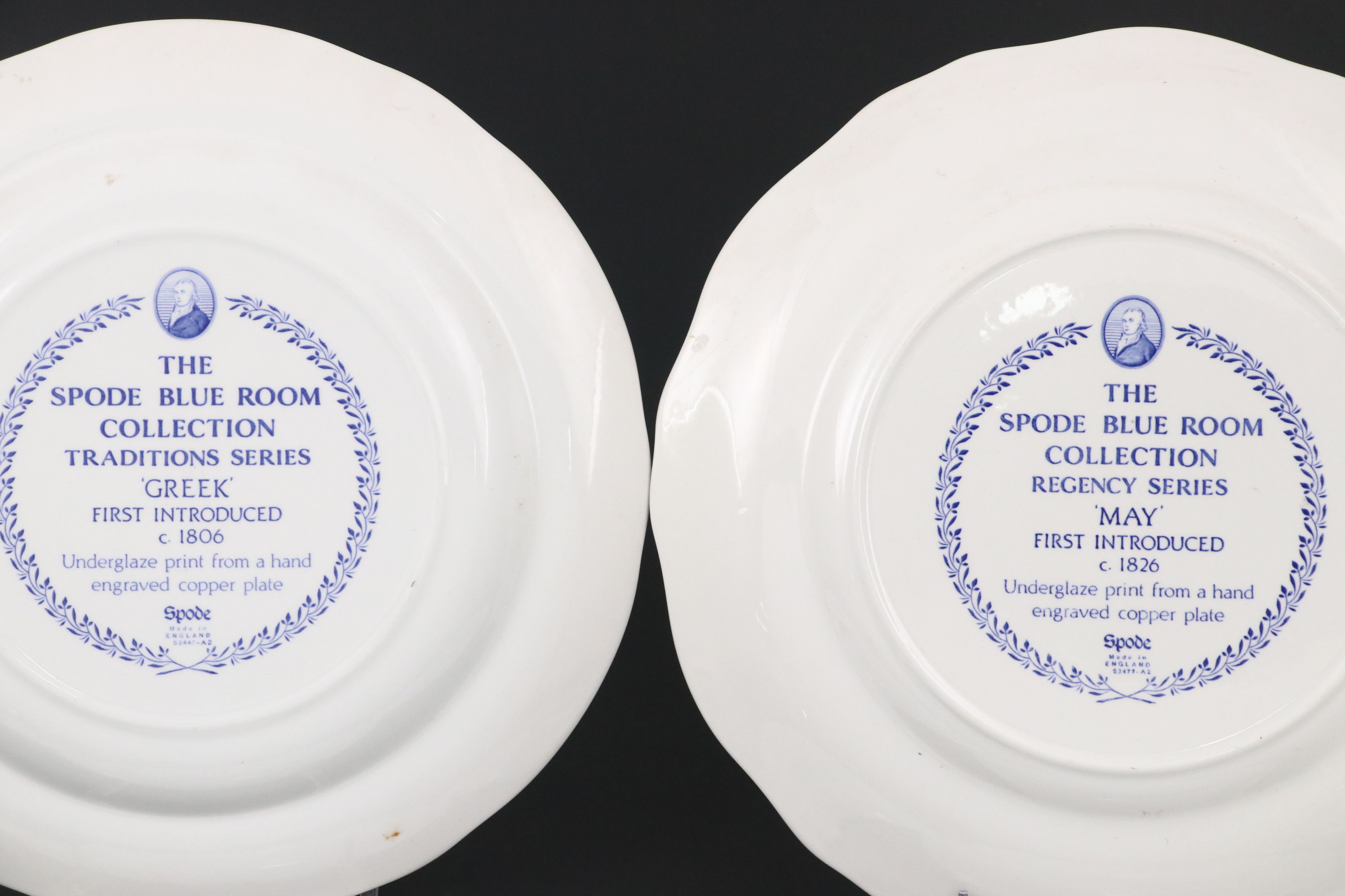 Spode Blue Room Collection Transferware Featuring "Greek" and "Italian" Plates