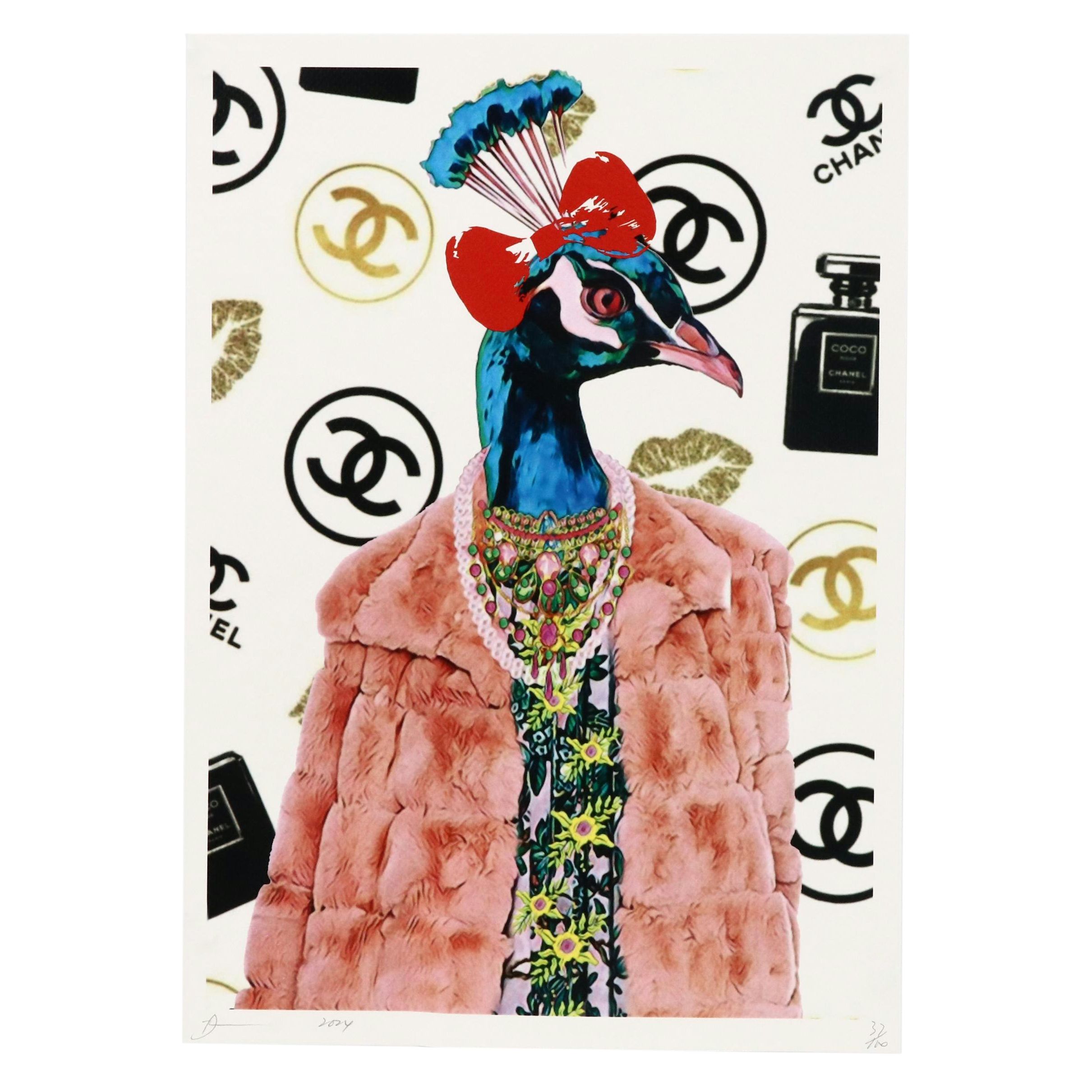 Death NYC Pop Art Digital Print Featuring Chanel x Affluent Peacock, 2024