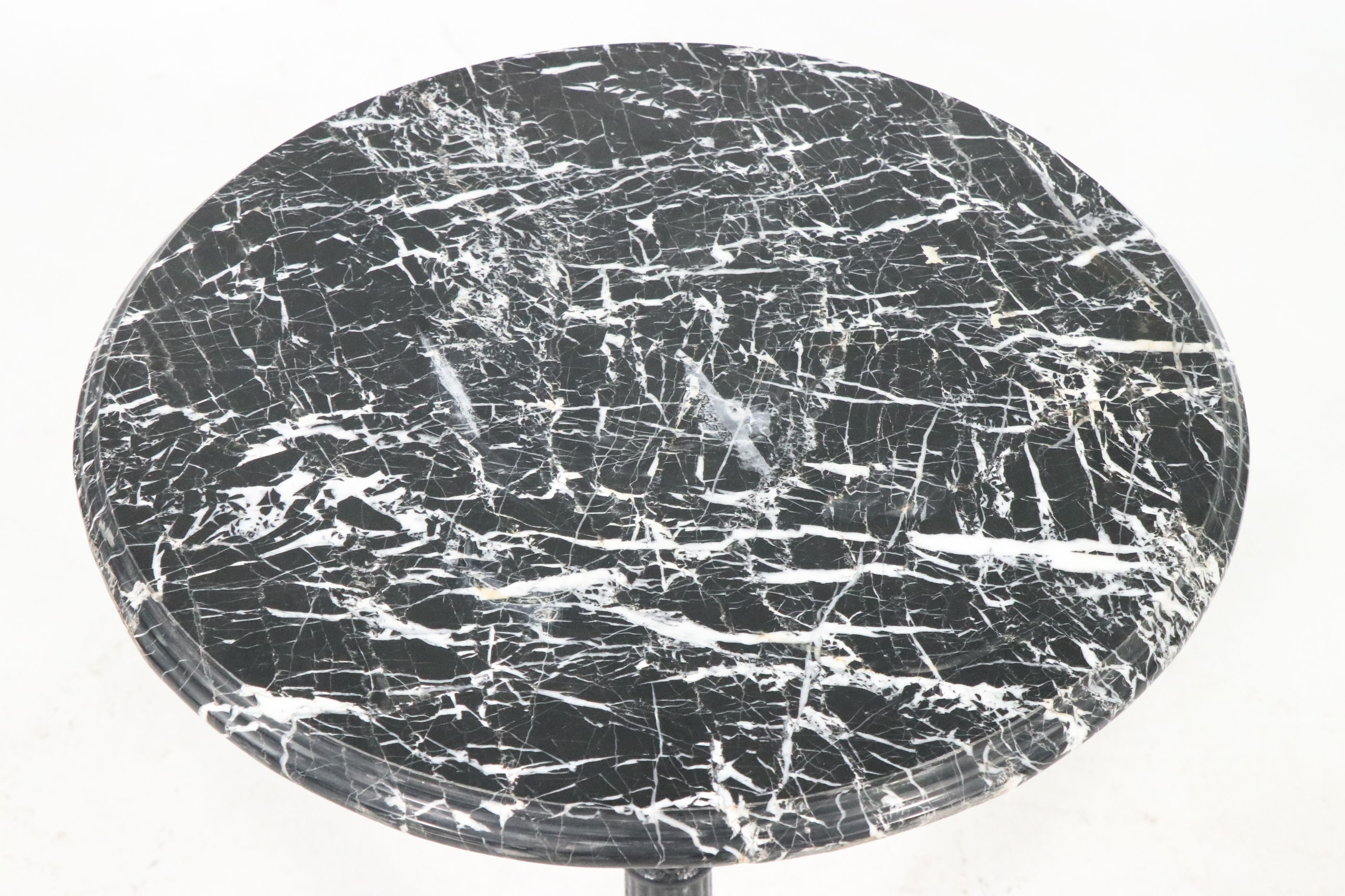 Victorian Style Marble Top Cast Iron Side Table