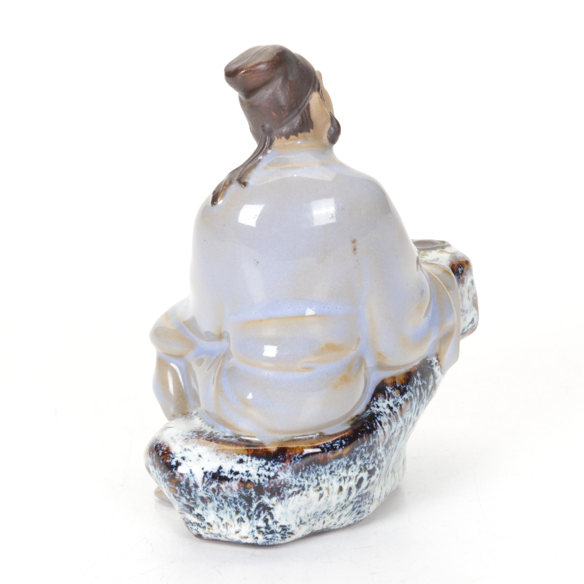 Shou Sanxing Deity & Shiwan Figurine with Chinese Baoding Balls