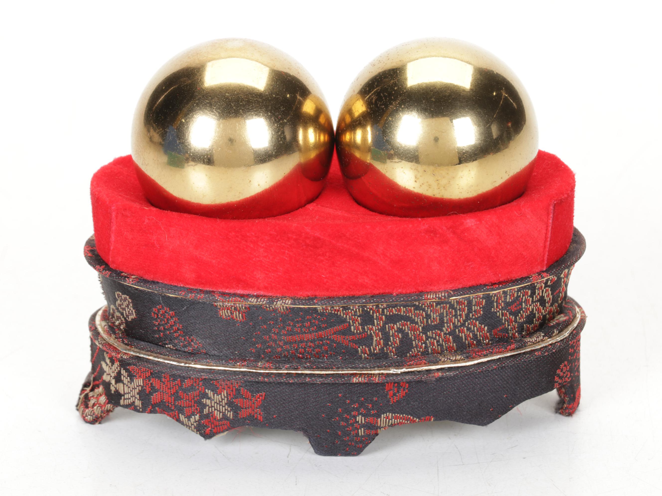 Shou Sanxing Deity & Shiwan Figurine with Chinese Baoding Balls