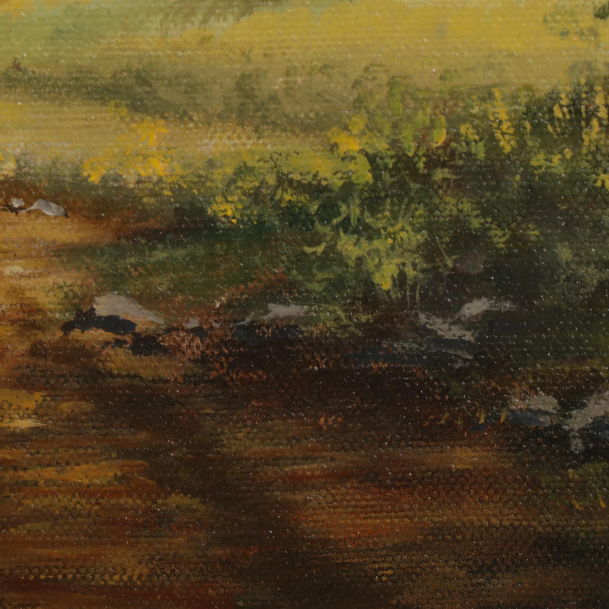 Landscape Oil Painting of a Scrollwork Garden Gate