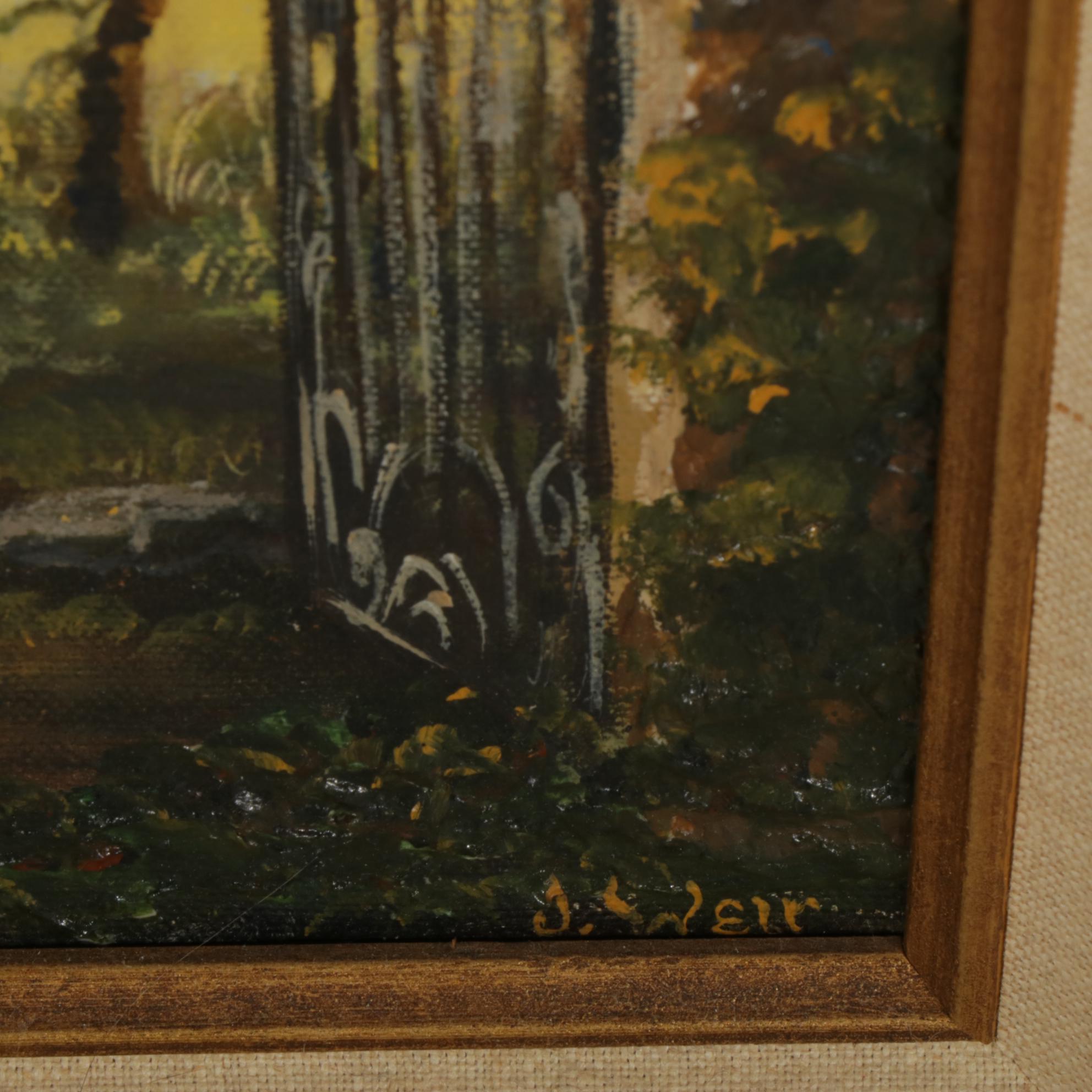 Landscape Oil Painting of a Scrollwork Garden Gate