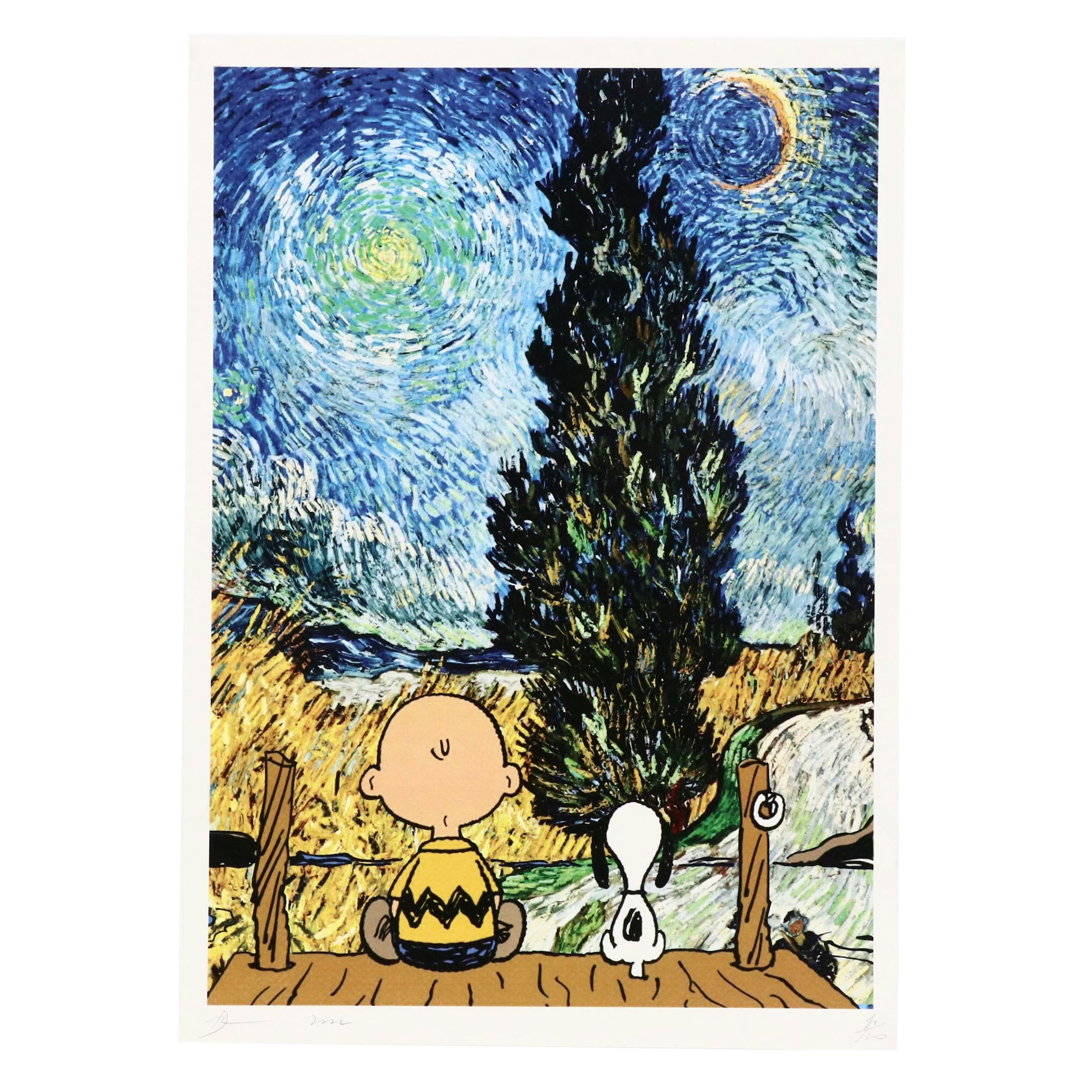 Death NYC Pop Art Digital Print Featuring Van Gogh, Charlie Brown & Snoopy, 2022