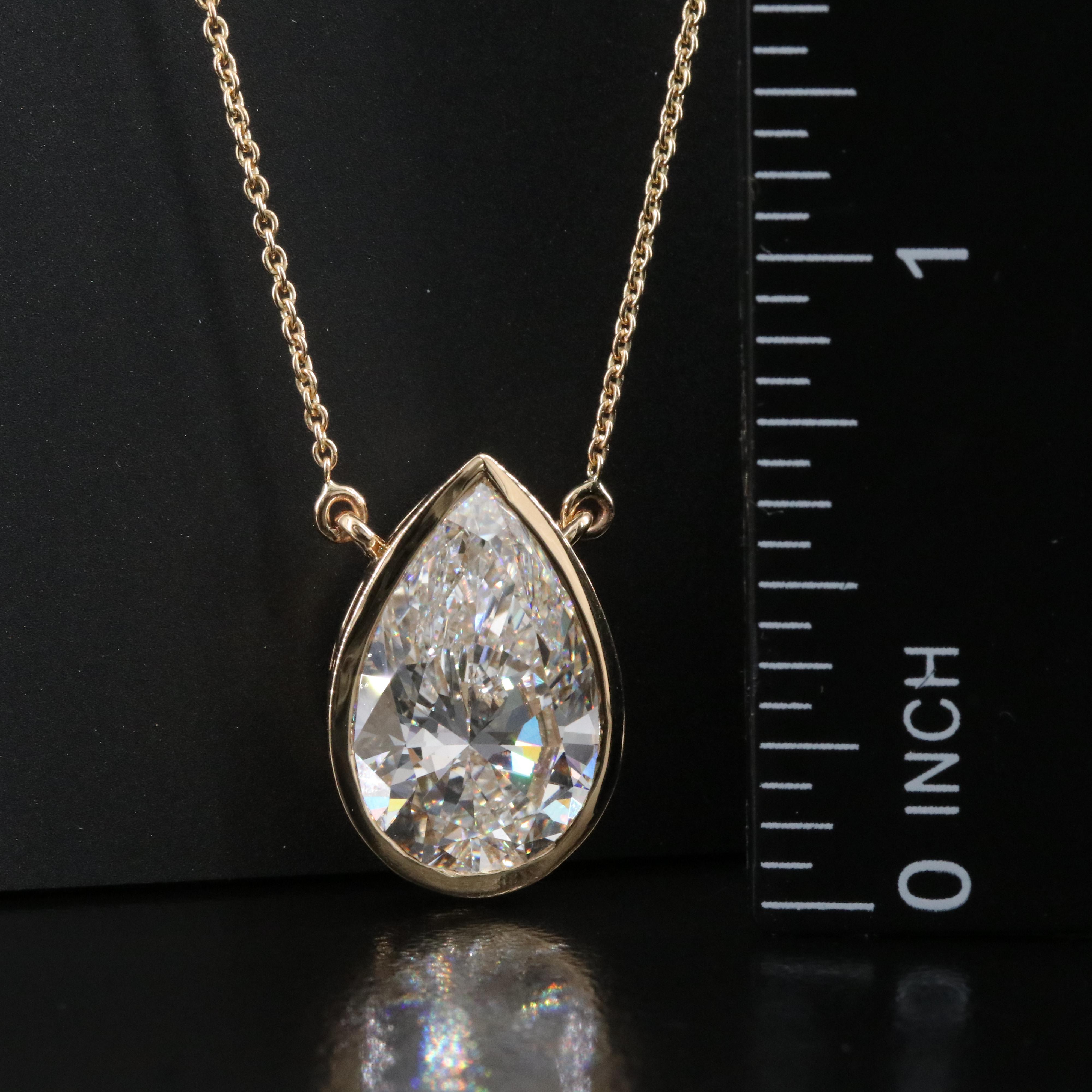 18K 5.79 CT Lab Grown Diamond Solitaire Necklace with IGI Report