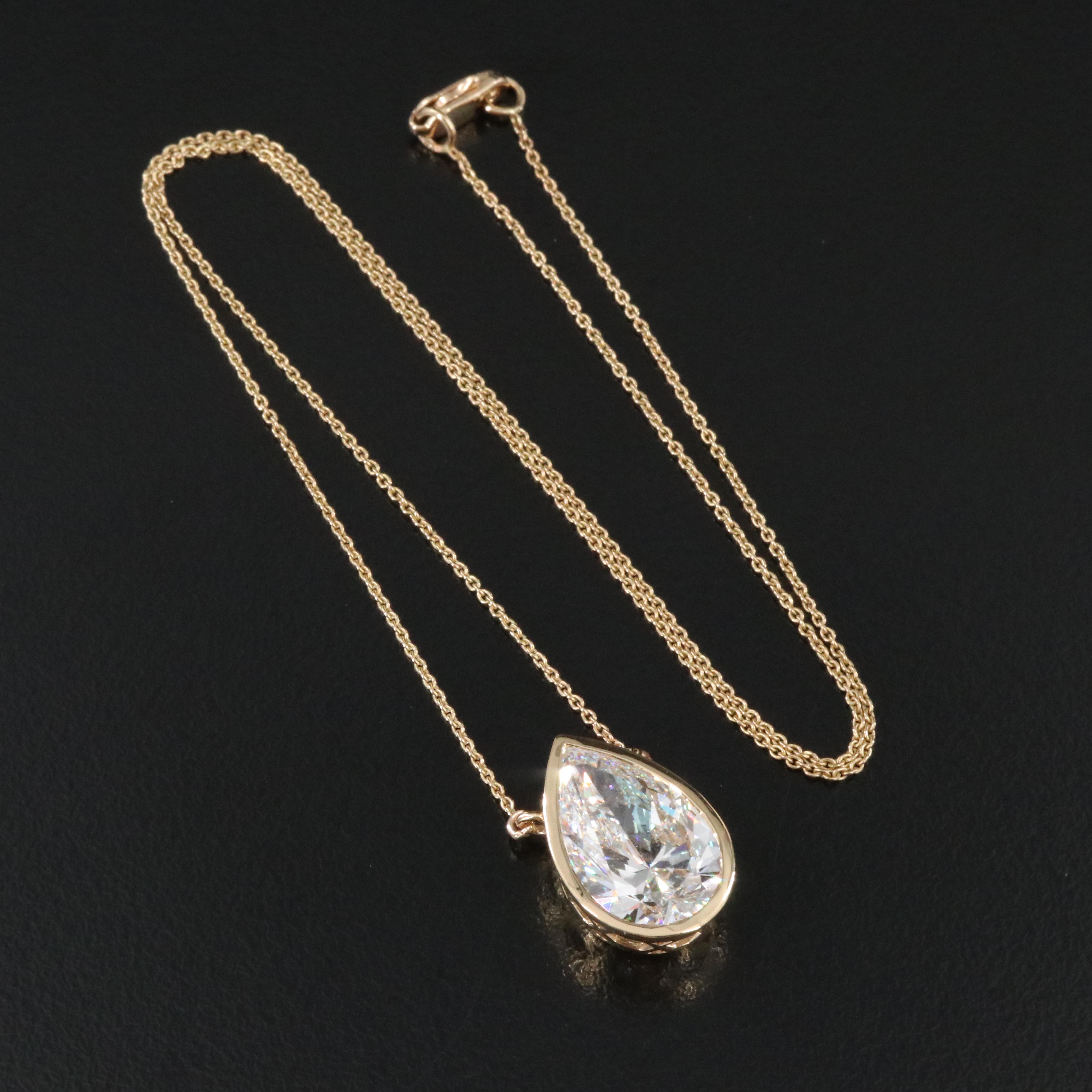 18K 5.79 CT Lab Grown Diamond Solitaire Necklace with IGI Report