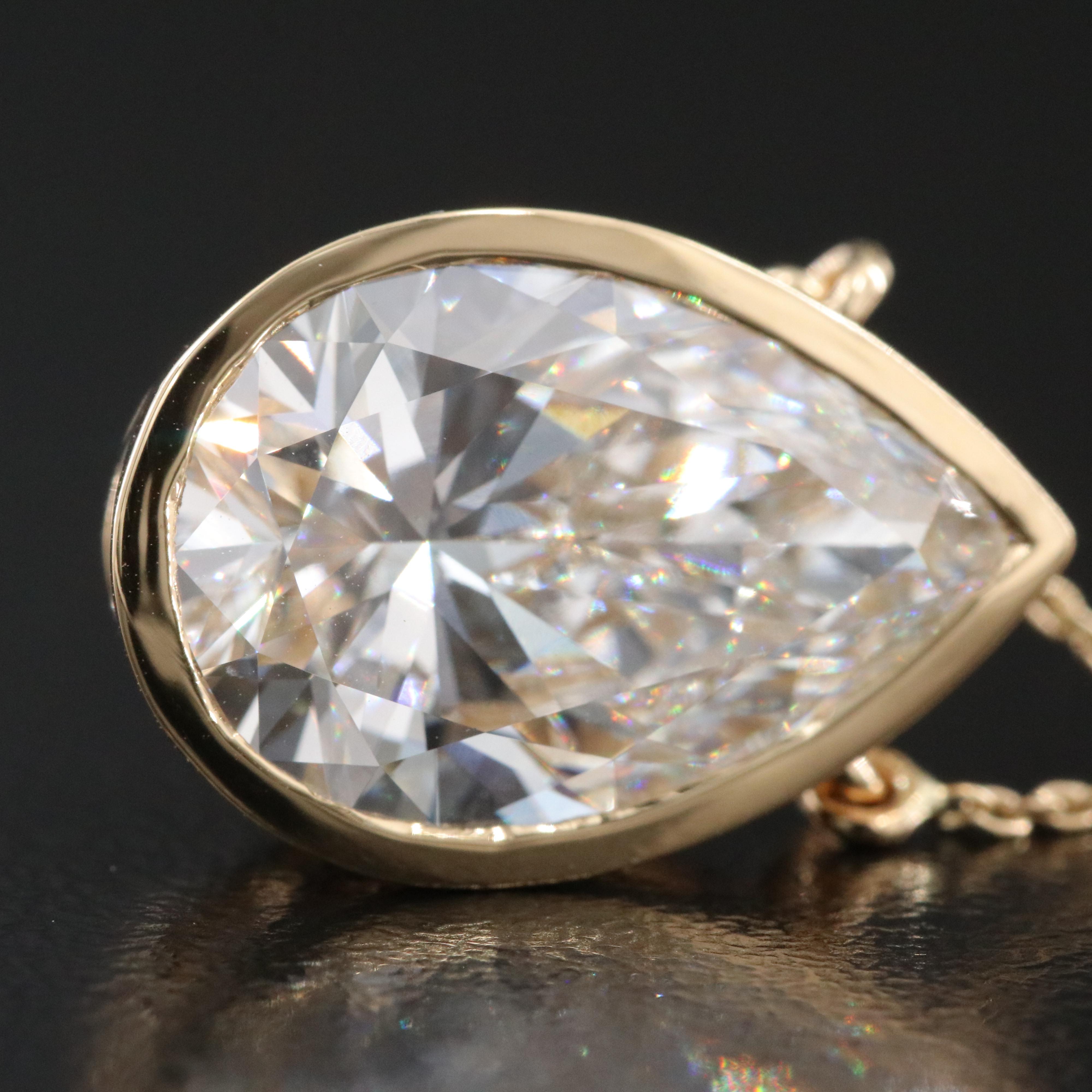 18K 5.79 CT Lab Grown Diamond Solitaire Necklace with IGI Report