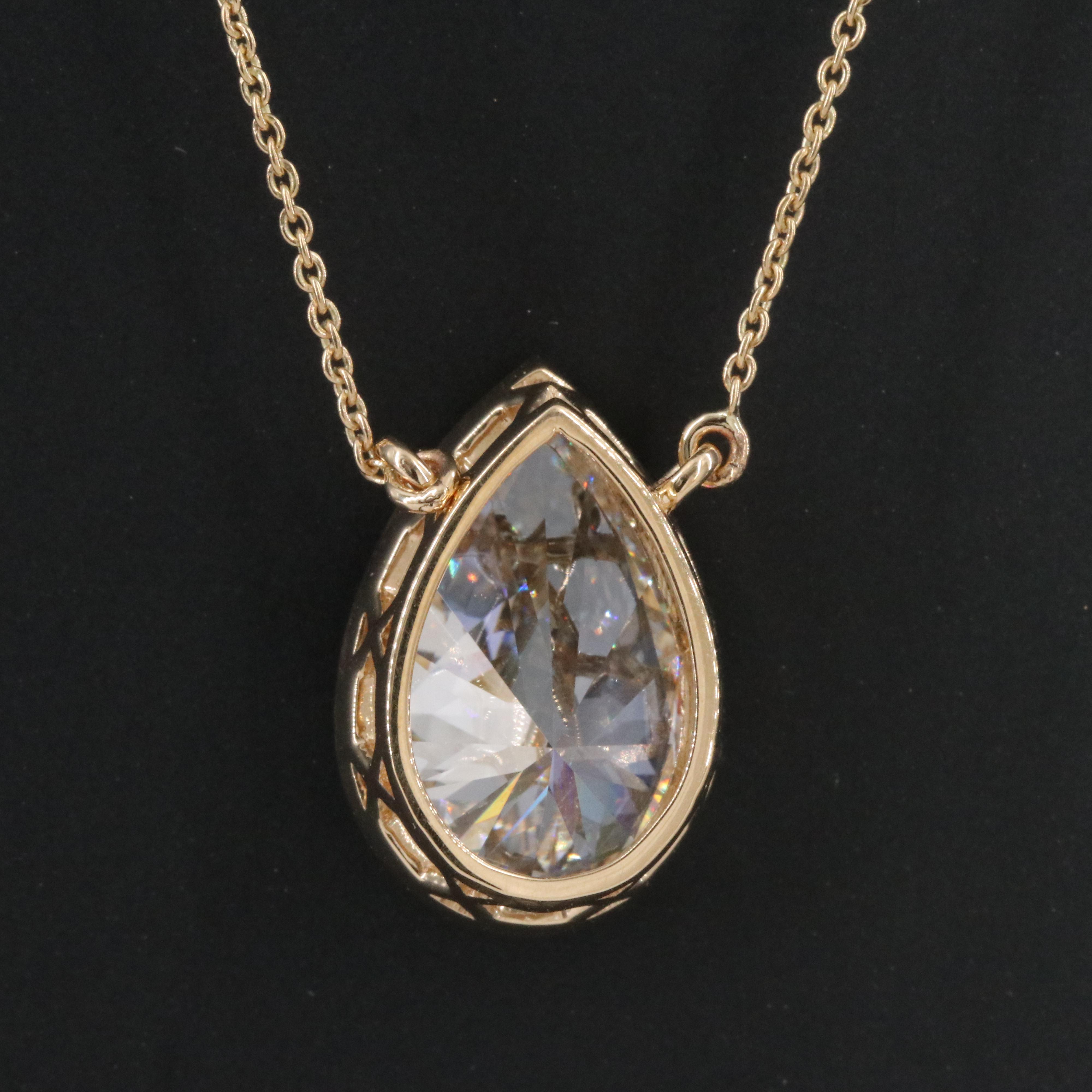 18K 5.79 CT Lab Grown Diamond Solitaire Necklace with IGI Report