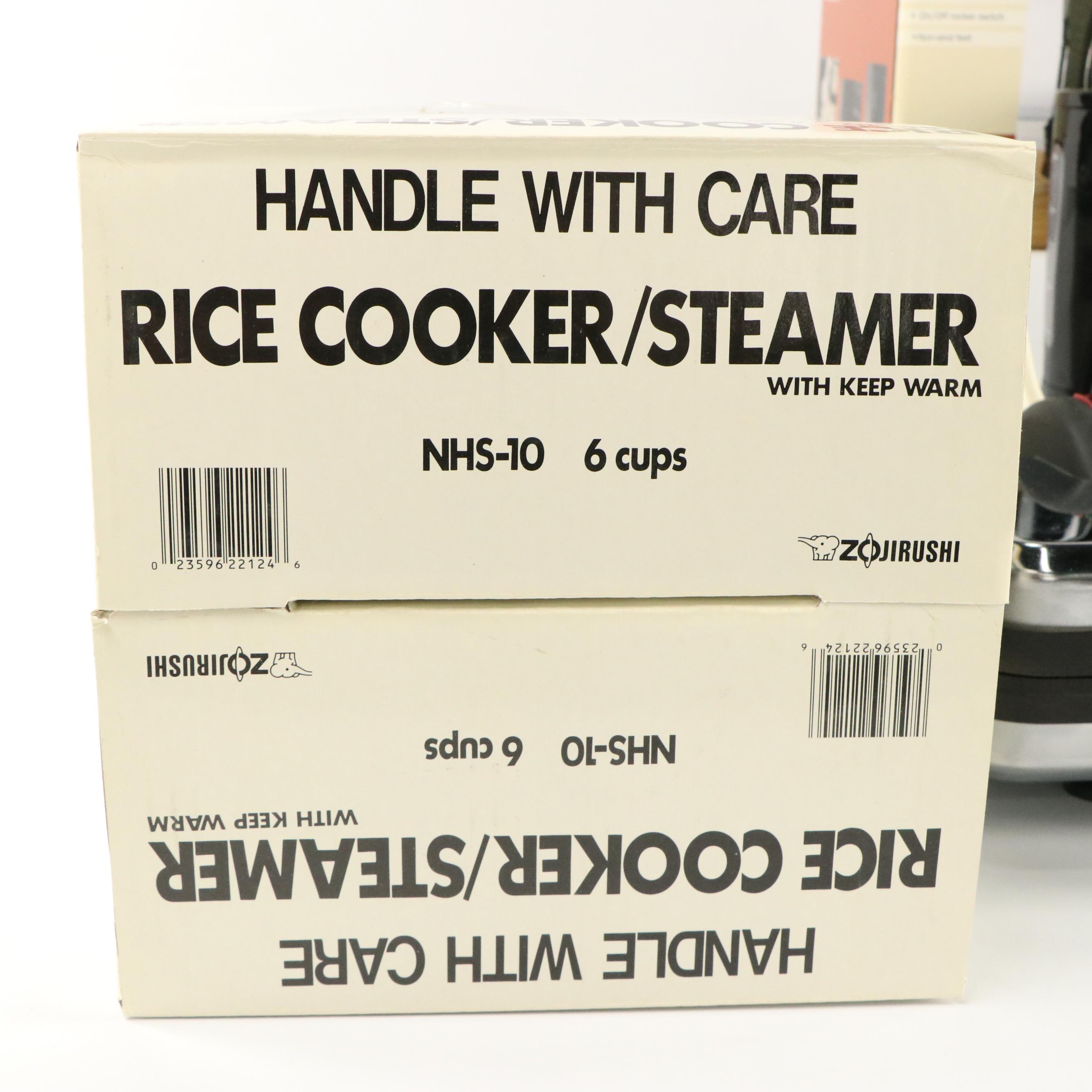 Grand Gourmet Coffee Maker, Zojirushi Rice Cooker, and Vitantonio Waffle Maker