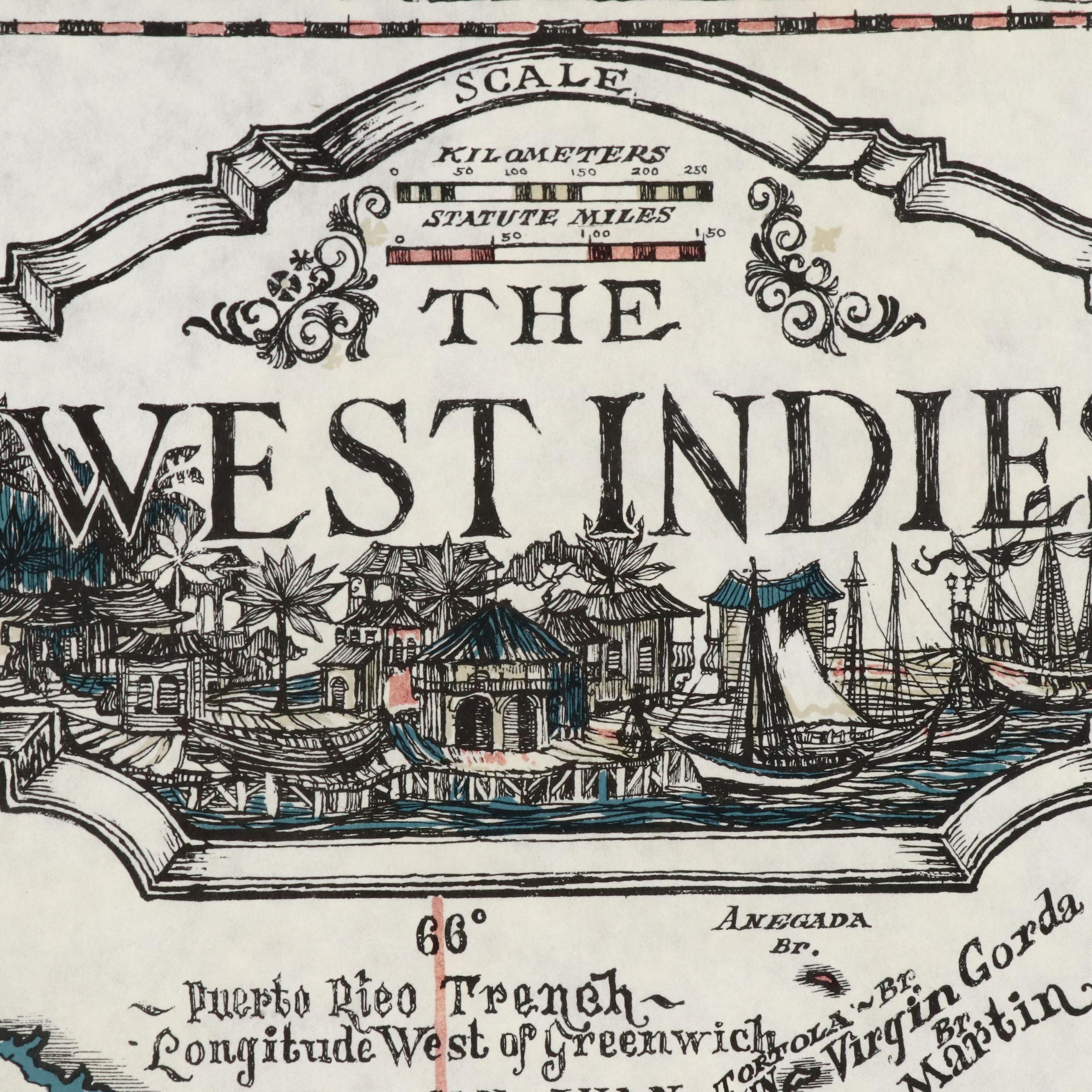 Island Workshop Inc. Lithograph Map "The West Indies"