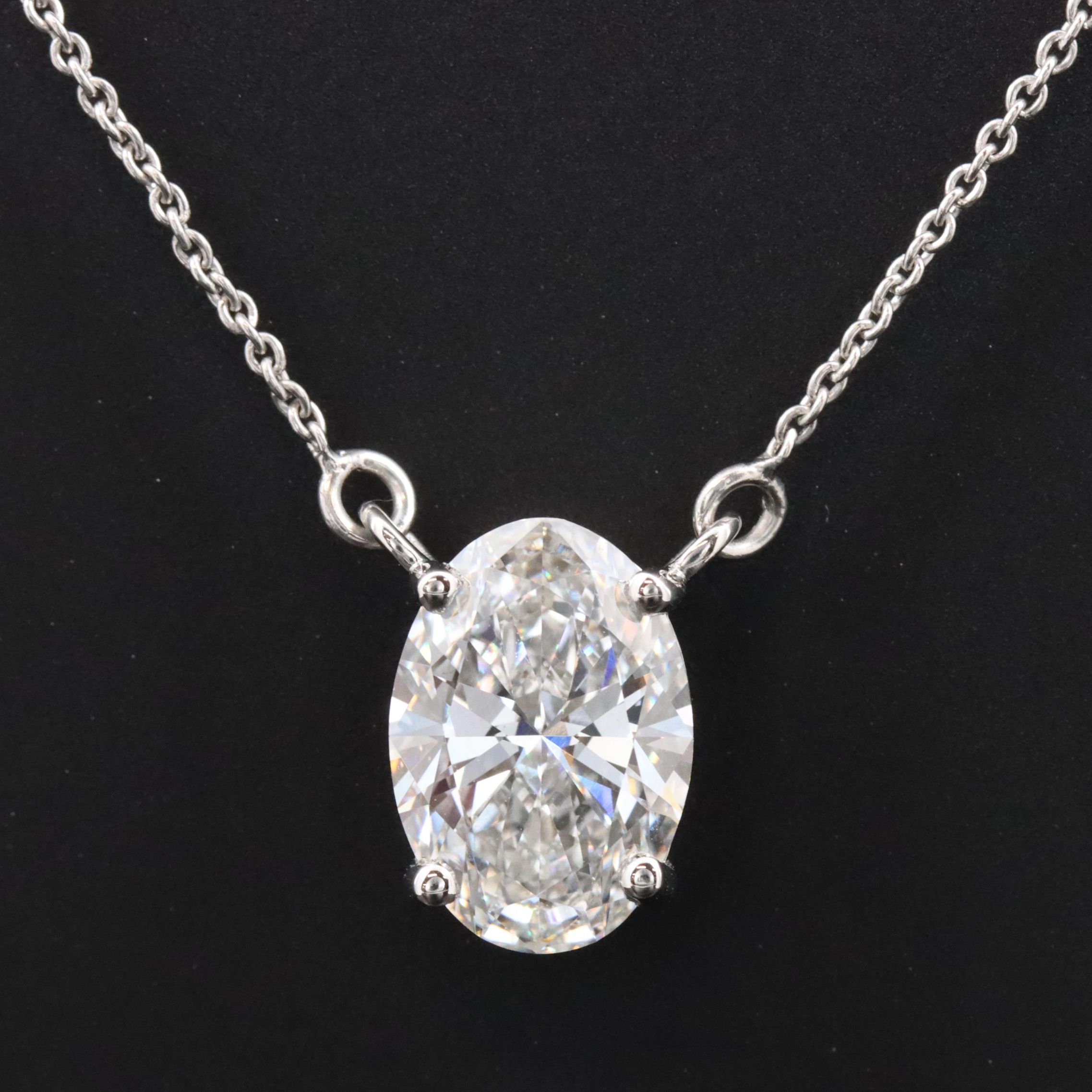 Platinum 3.02 CT Lab Grown Diamond Solitaire Necklace with IGI Report
