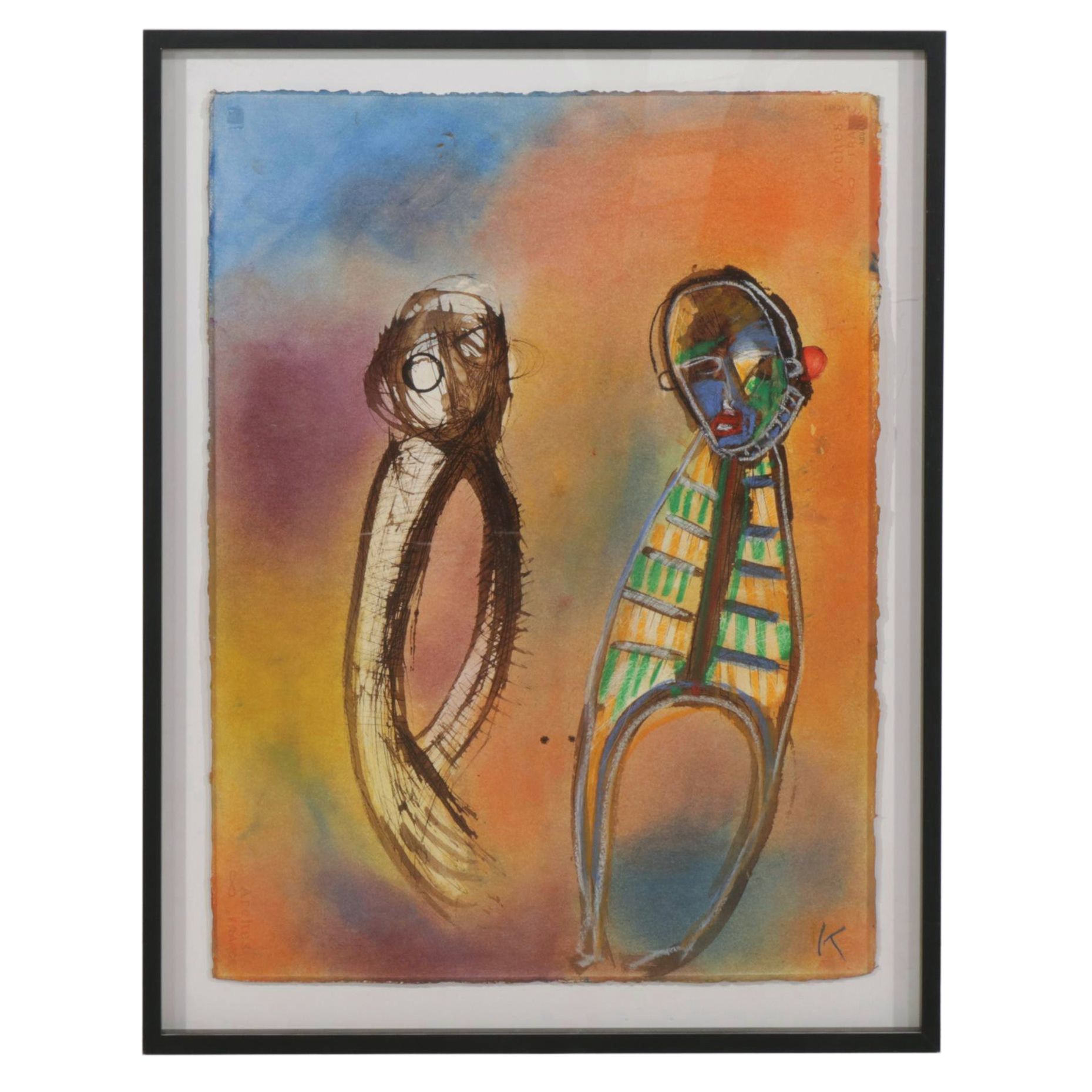 Karl Mullen Abstracted Portrait of Pair, Late 20th to Early 21st Century