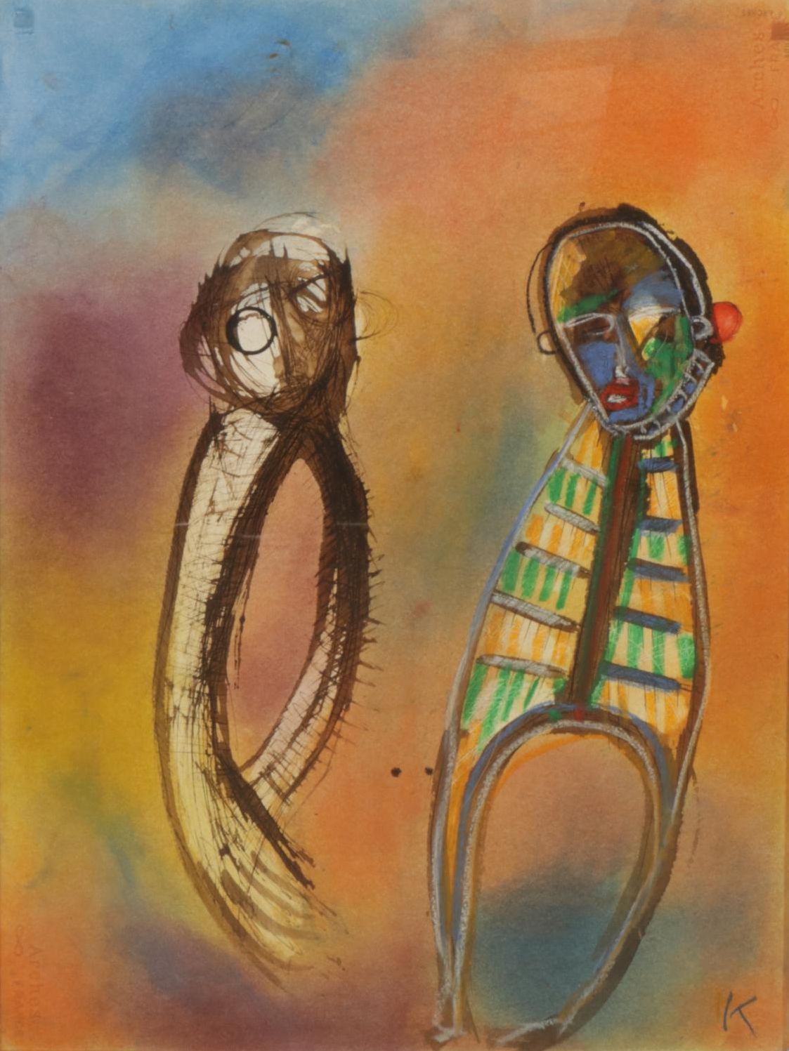 Karl Mullen Abstracted Portrait of Pair, Late 20th to Early 21st Century