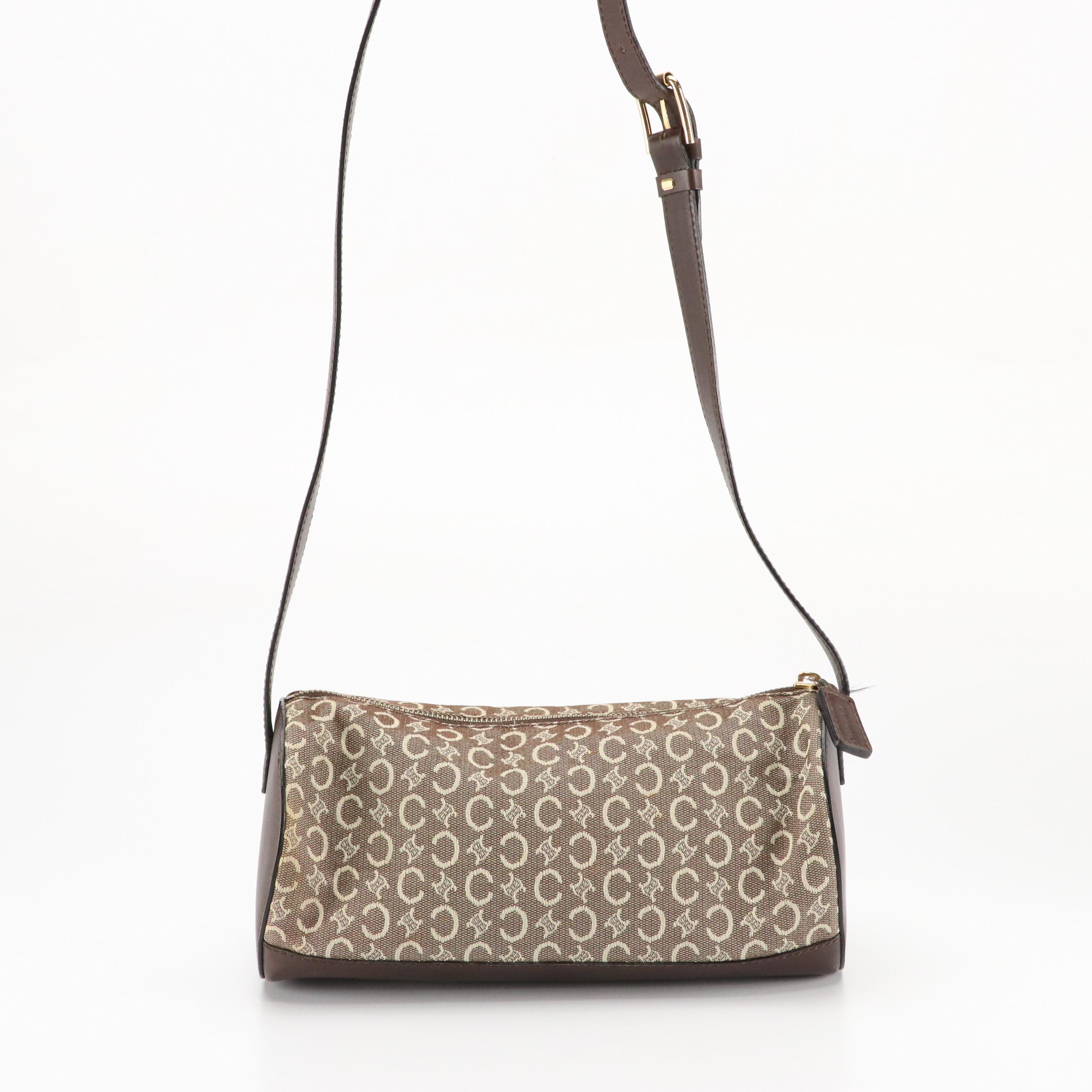 Celine Barrel Bag in C Monogram Canvas with Leather Trim