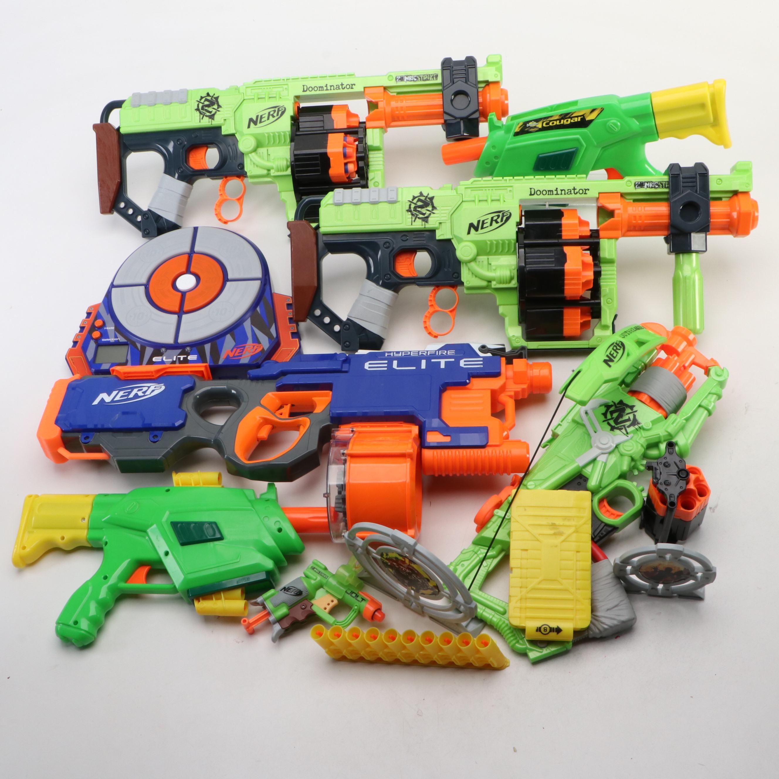 Nerf Doominator Zombie Strike, Hyperfire Elite with More Toy Guns