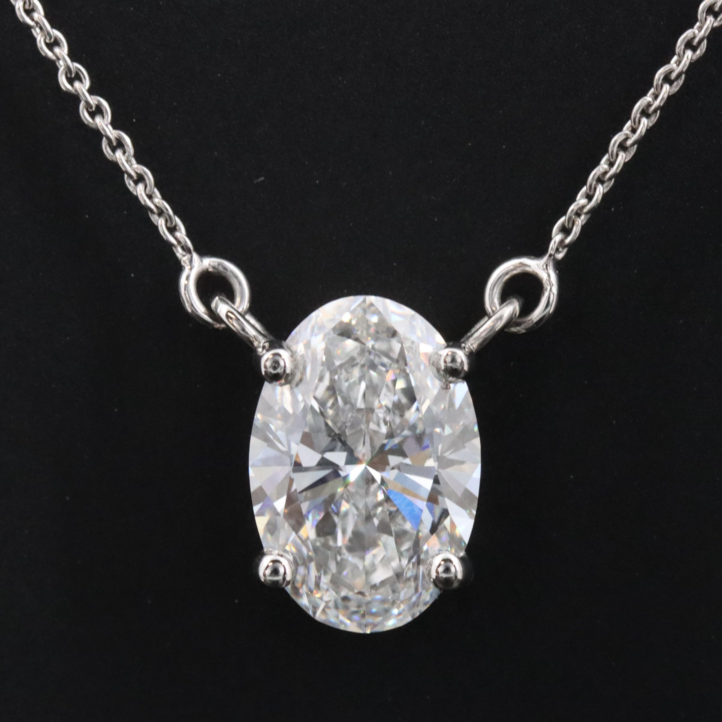 Platinum 3.01 CT Lab Grown Diamond Solitaire Necklace with IGI Report