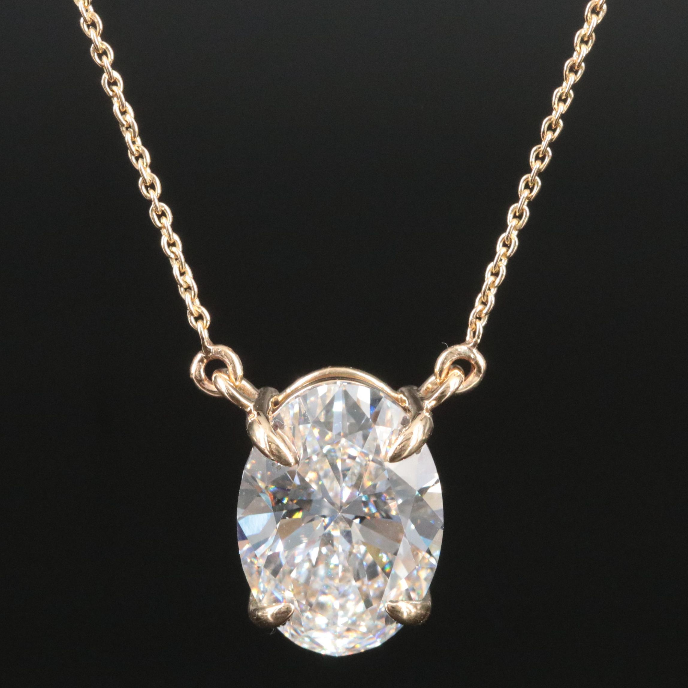 18K 4.58 CT Lab Grown Diamond Solitaire Necklace with IGI Report