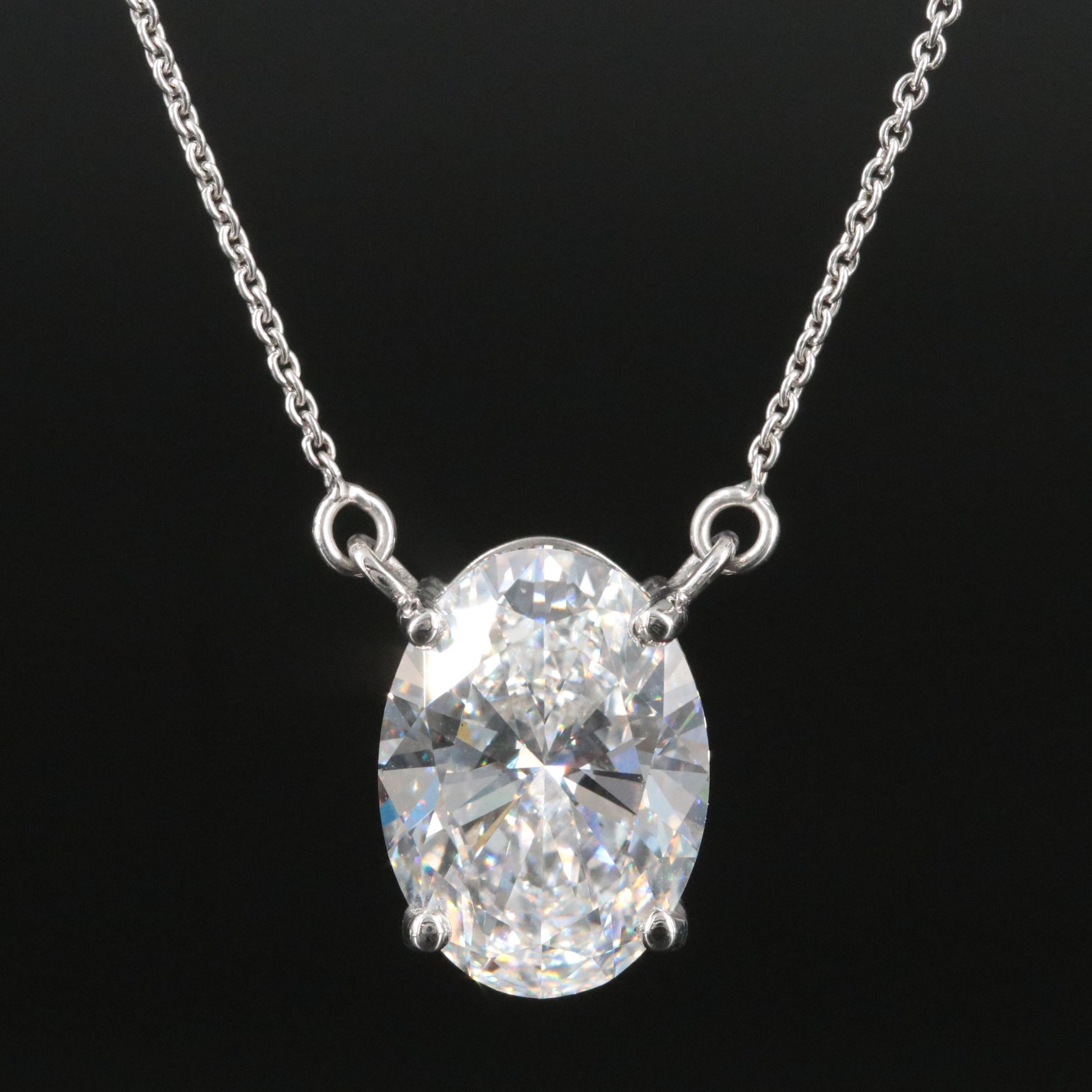 Platinum 6.04 CT Lab Grown Diamond Solitaire Necklace with IGI Report