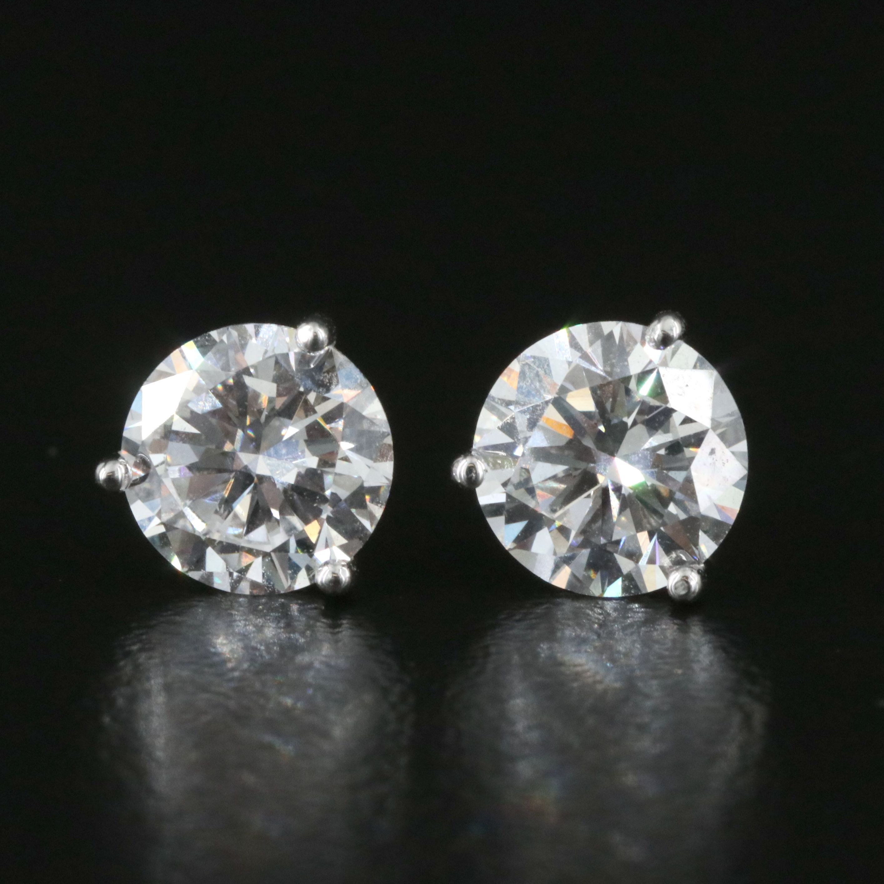 18K 3.0 CTW Lab Grown Diamond Solitaire Earrings