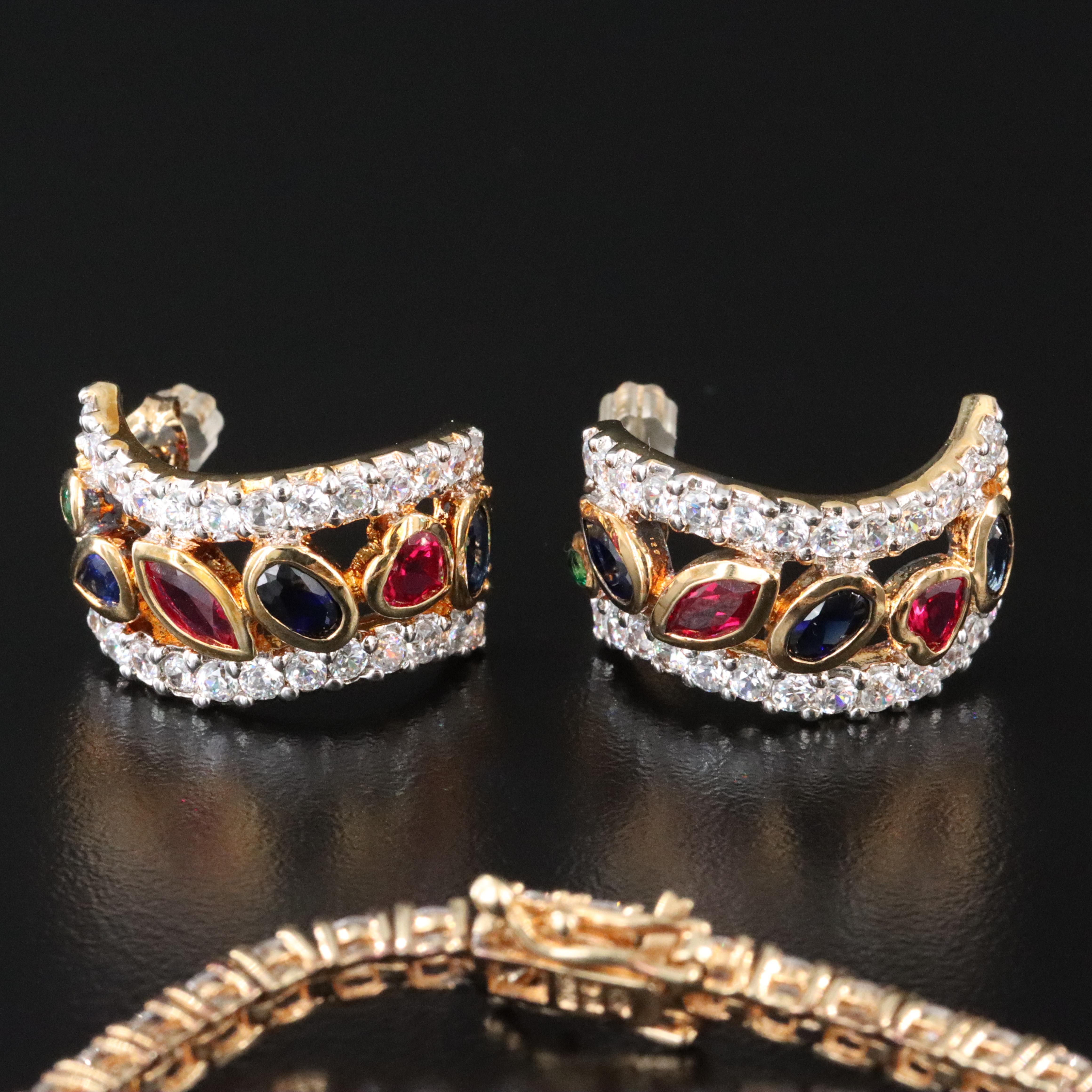 Sterling Gemstone Jewelry Collection Including Smoky Quartz and Sapphire