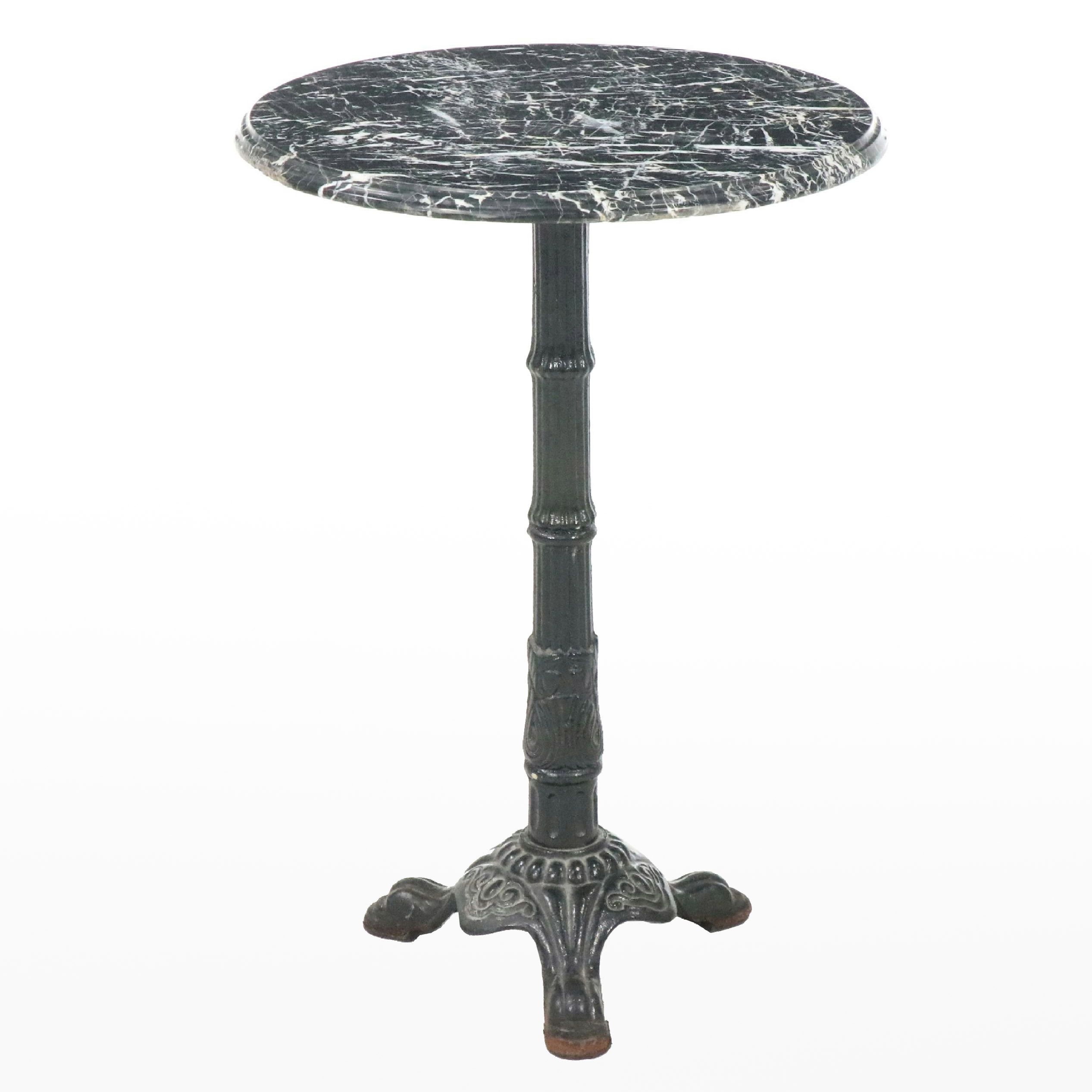 Victorian Style Marble Top Cast Iron Side Table
