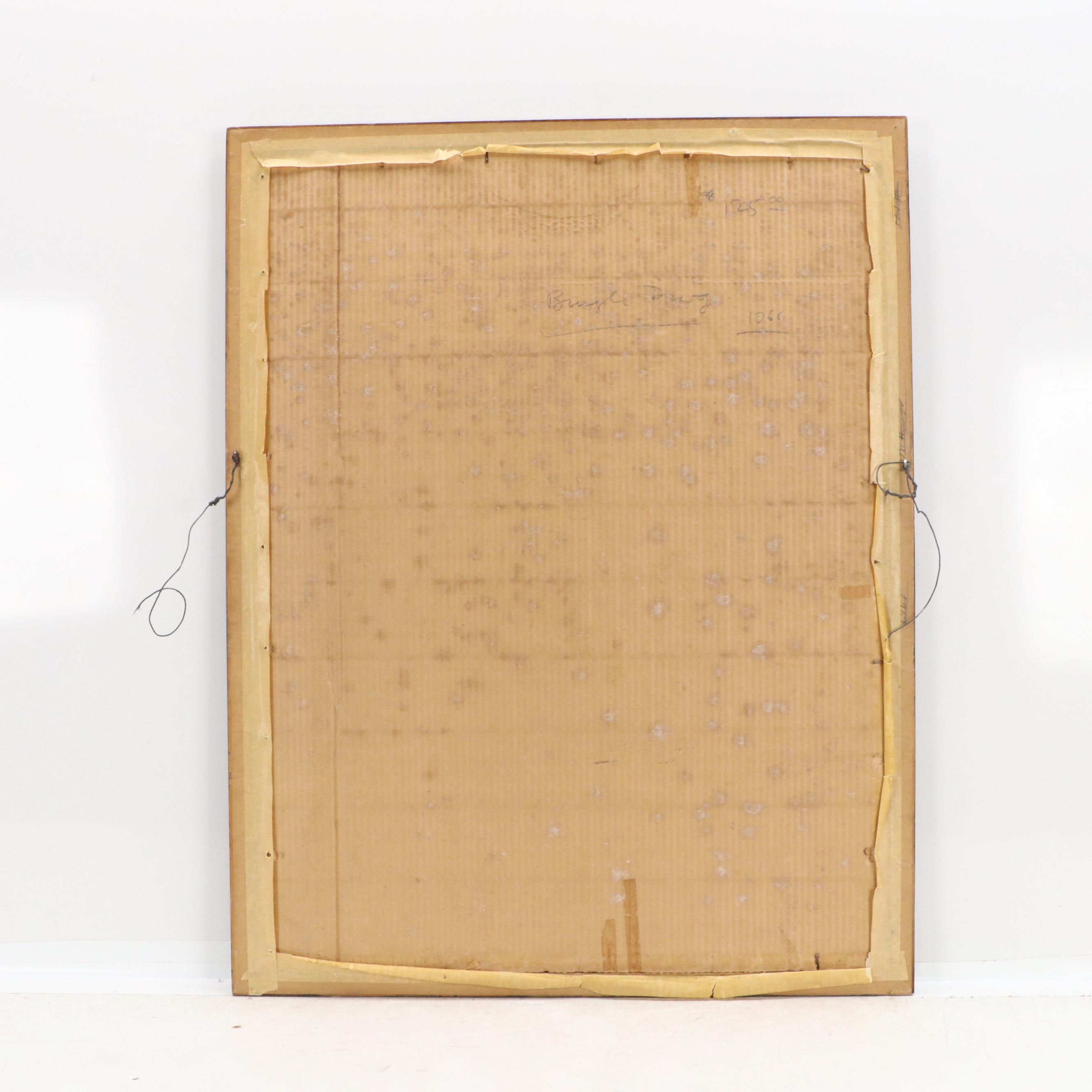 Leonard Maurer Ink Painting of Raven, 1966