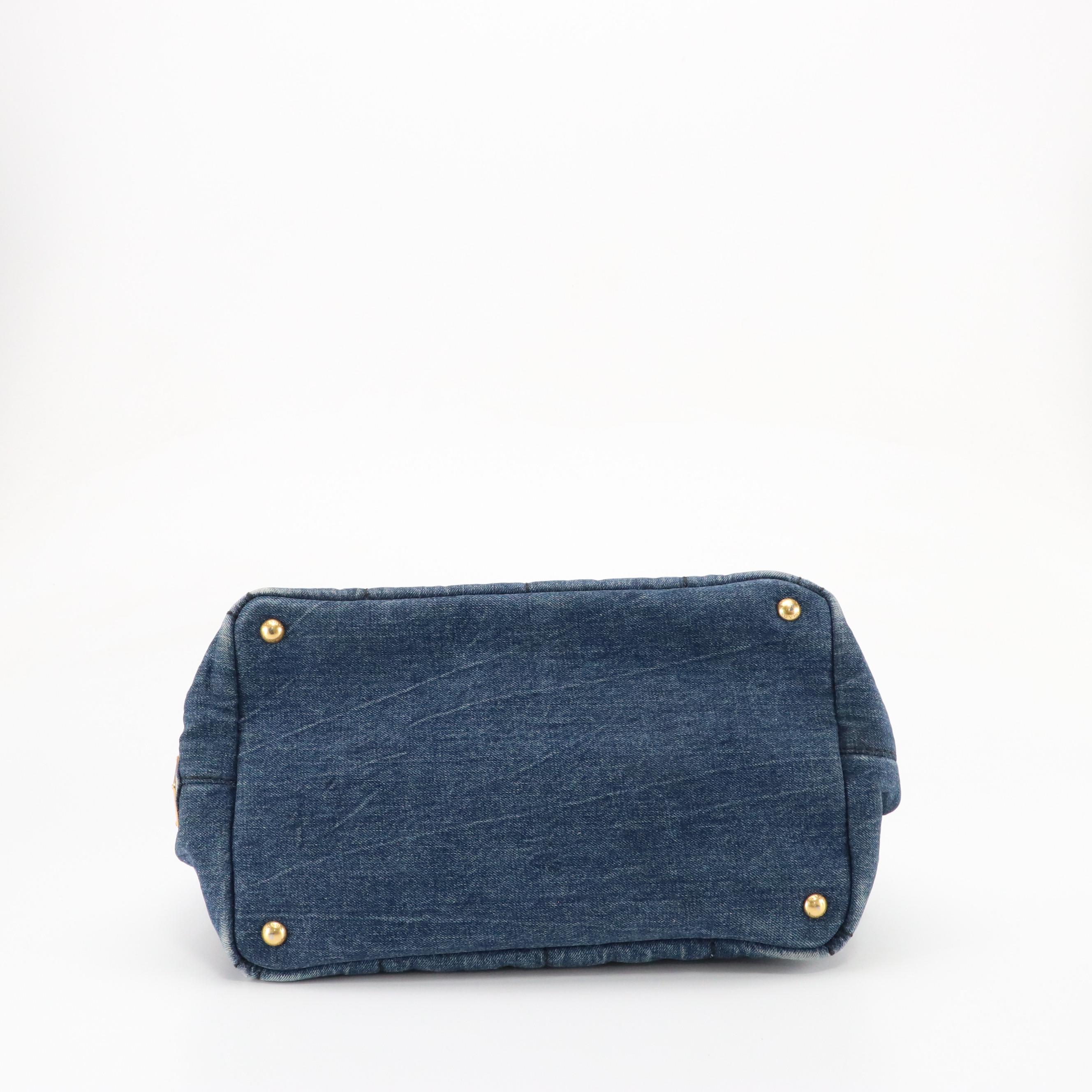 Prada Canapa Logo Tote in Blue Cotton Denim