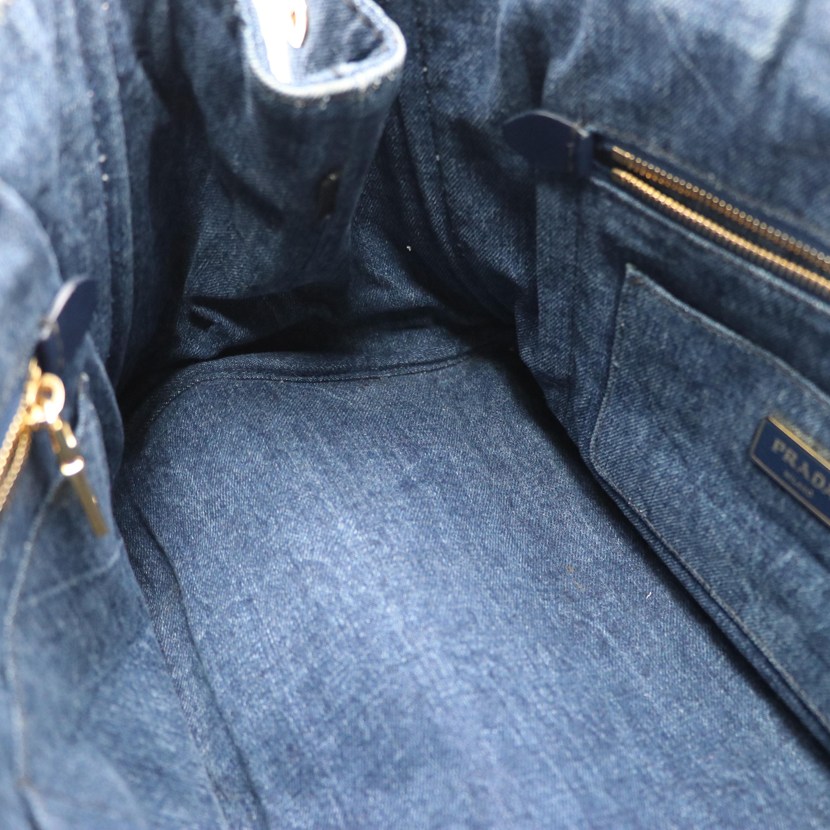 Prada Canapa Logo Tote in Blue Cotton Denim