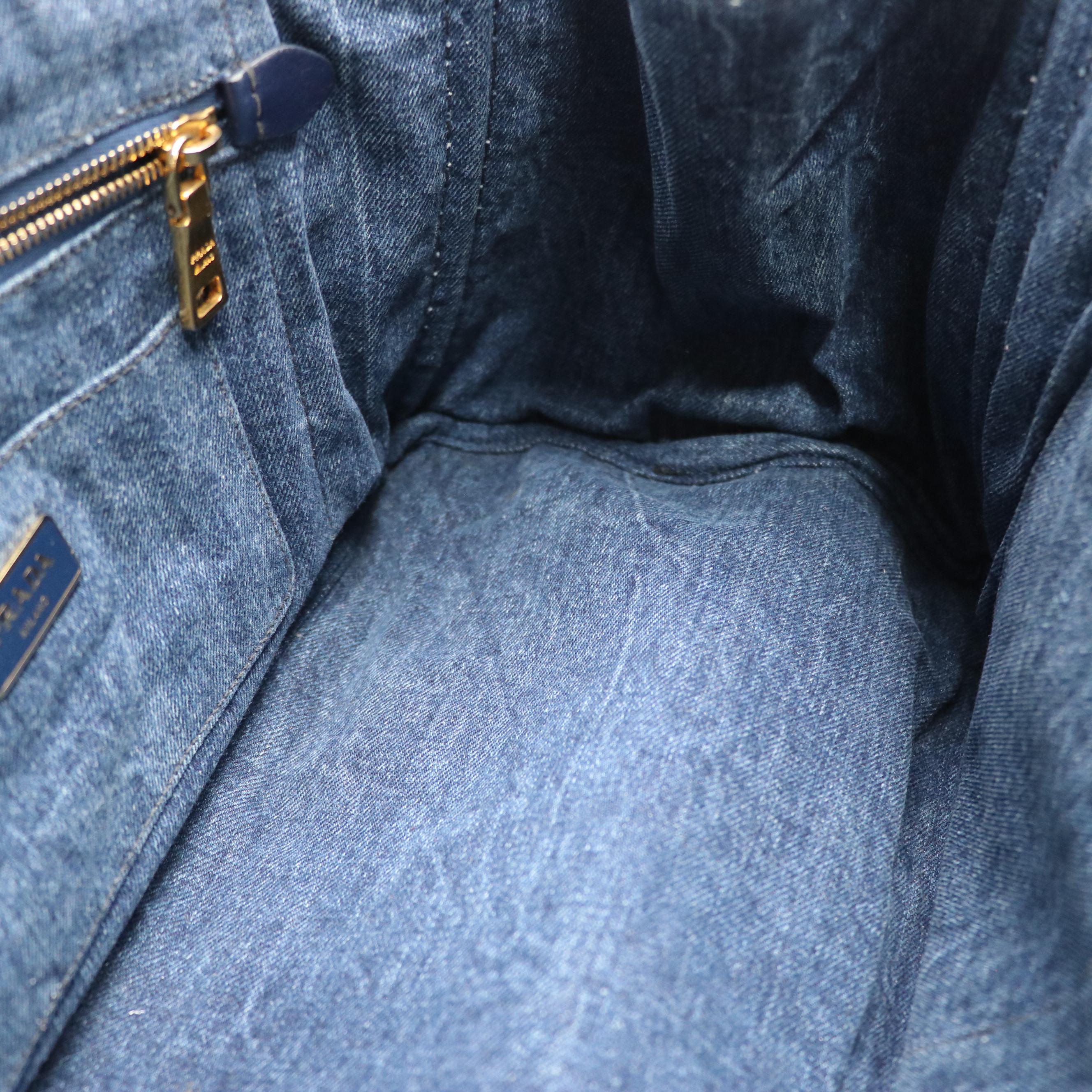 Prada Canapa Logo Tote in Blue Cotton Denim