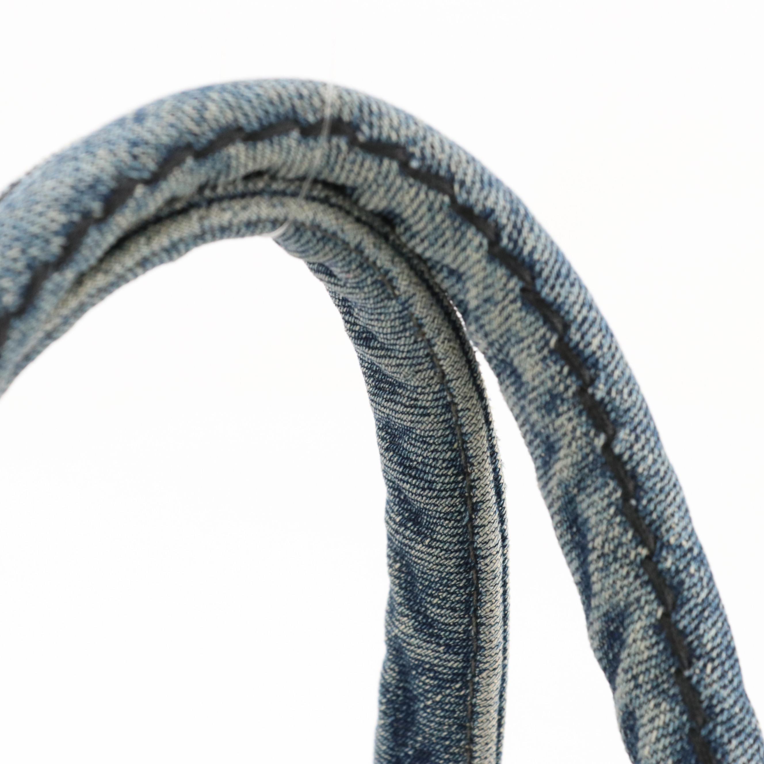 Prada Canapa Logo Tote in Blue Cotton Denim