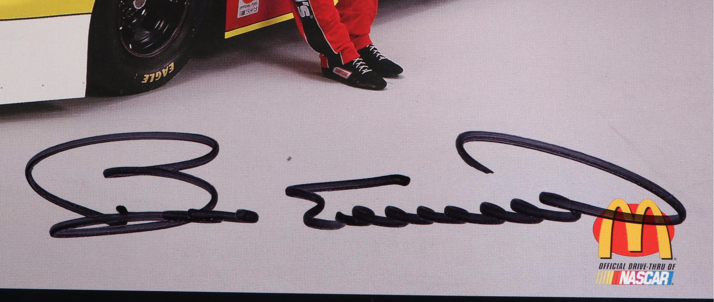 Bill Elliott Signed Event Pass, Diecast Car, and NASCAR Print