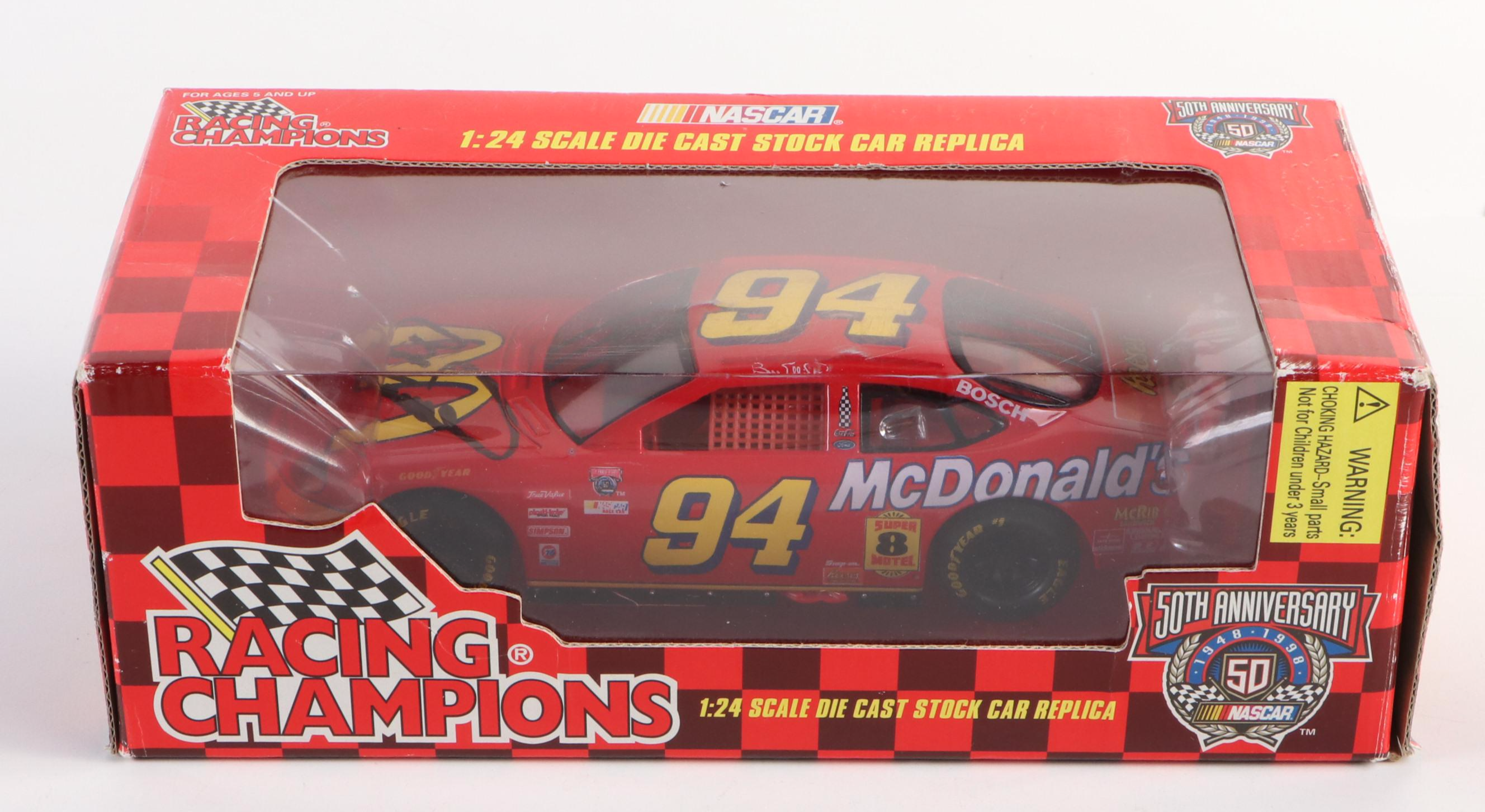 Bill Elliott Signed Event Pass, Diecast Car, and NASCAR Print