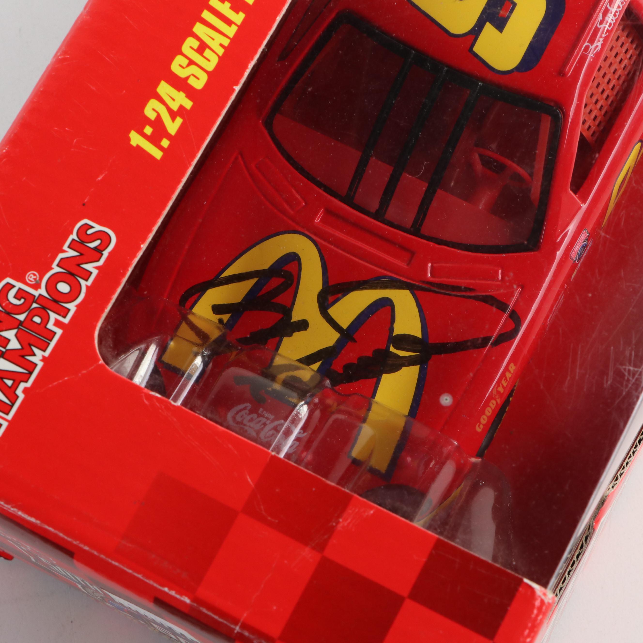 Bill Elliott Signed Event Pass, Diecast Car, and NASCAR Print