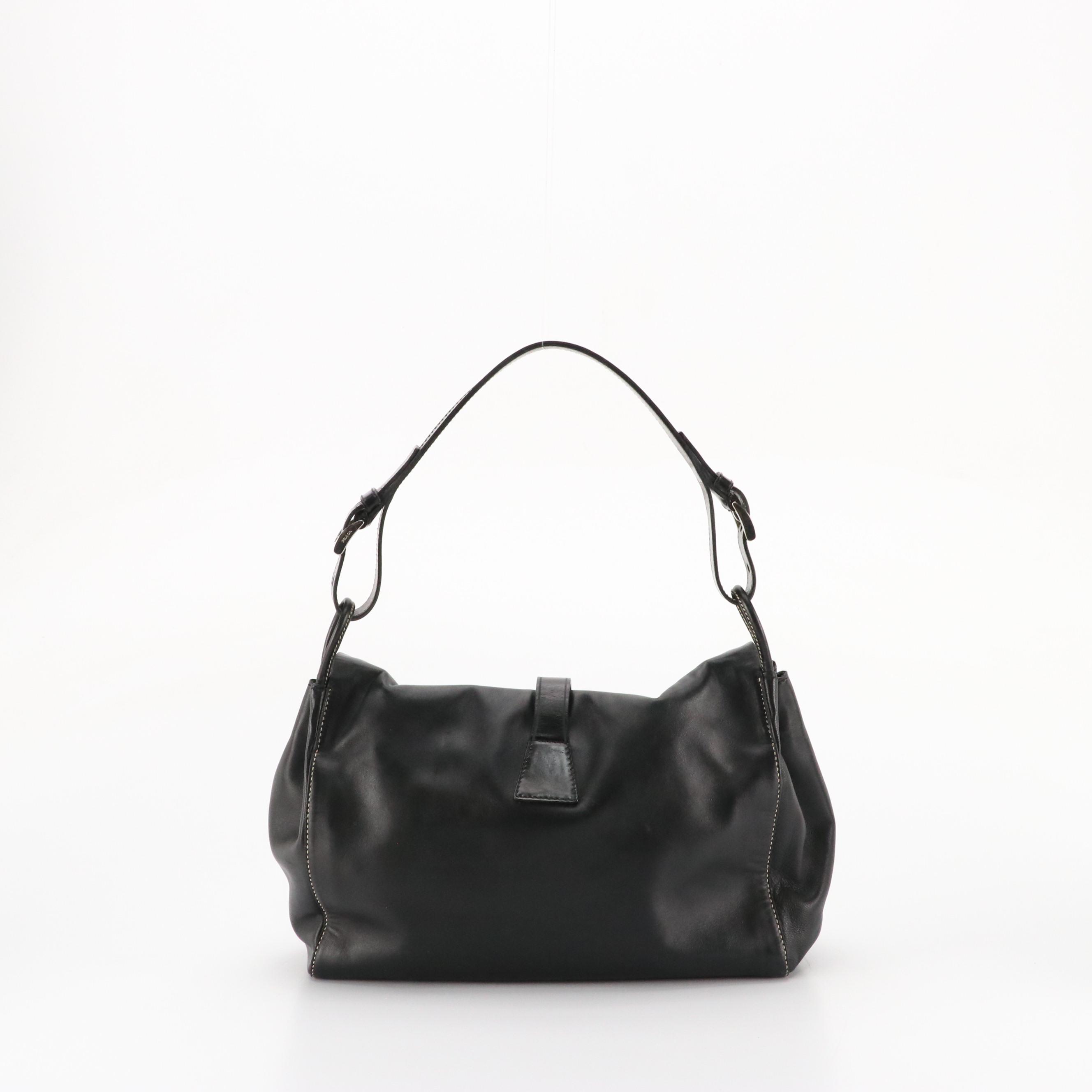 Prada Buckle Strap Bag BR1287 in Nero Nappa Easy Leather