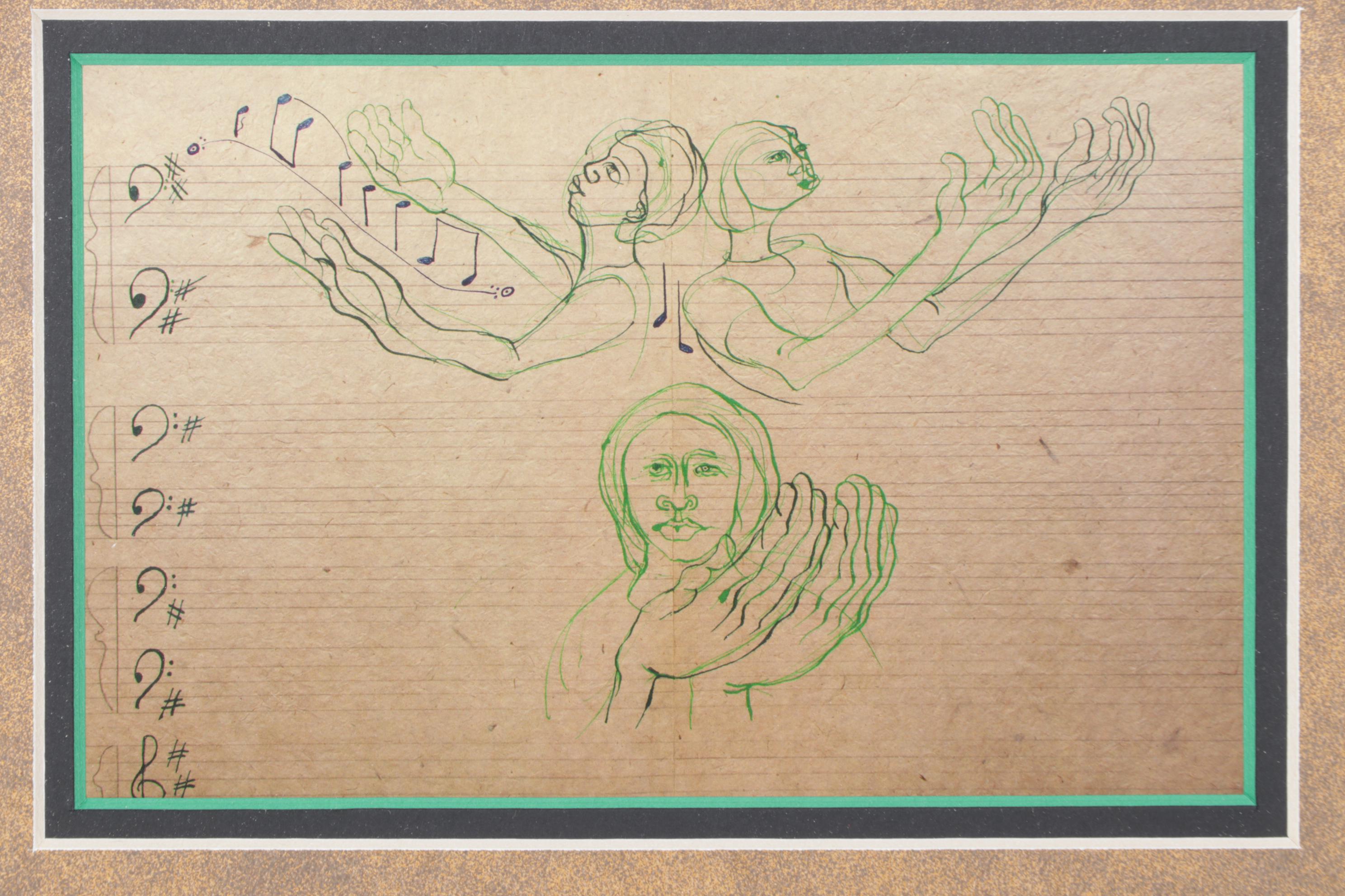 Lithograph after Aminah Robinson Sketches on Sheet Music