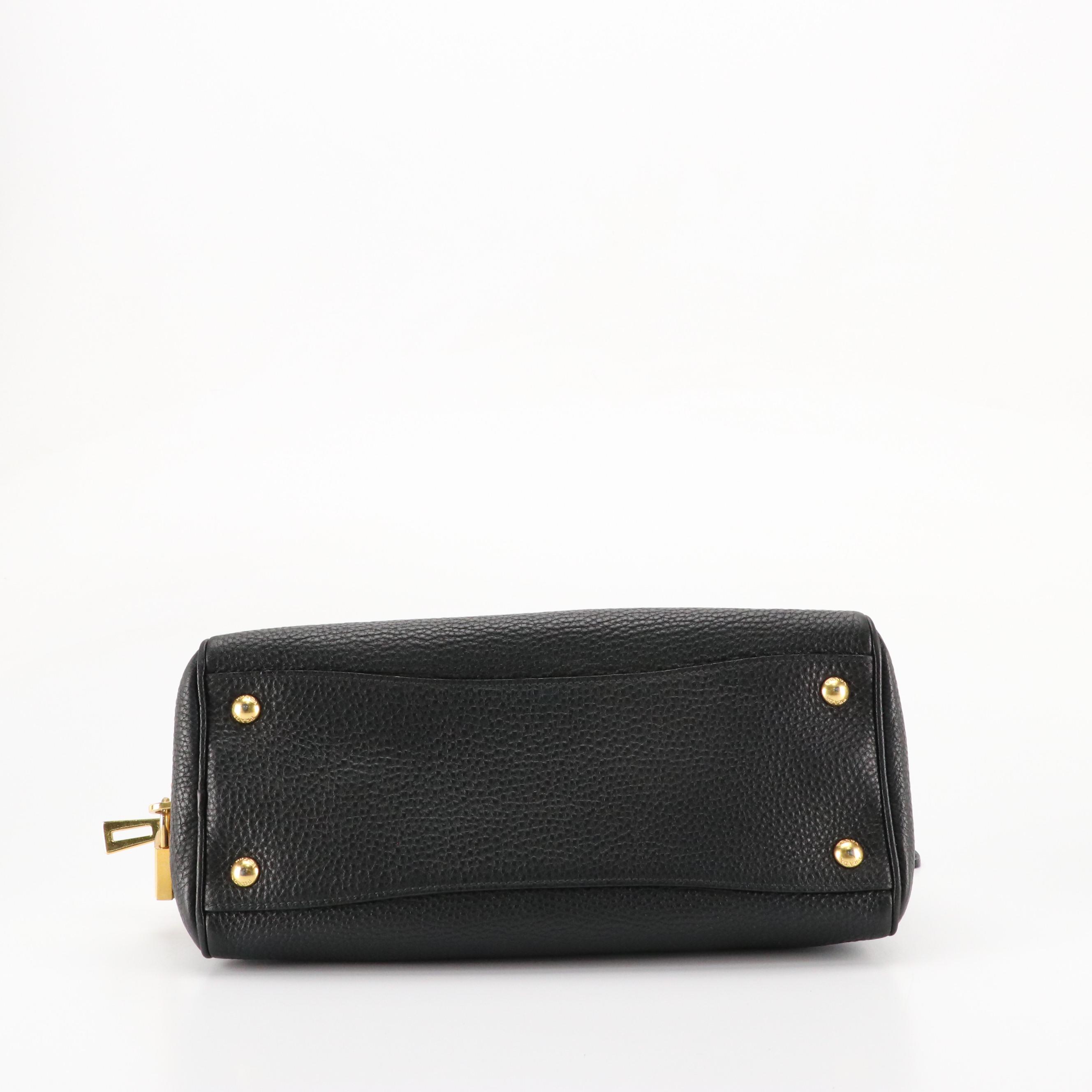 Prada Zip-Around Top Handle Satchel in Black Vitello Daino Leather