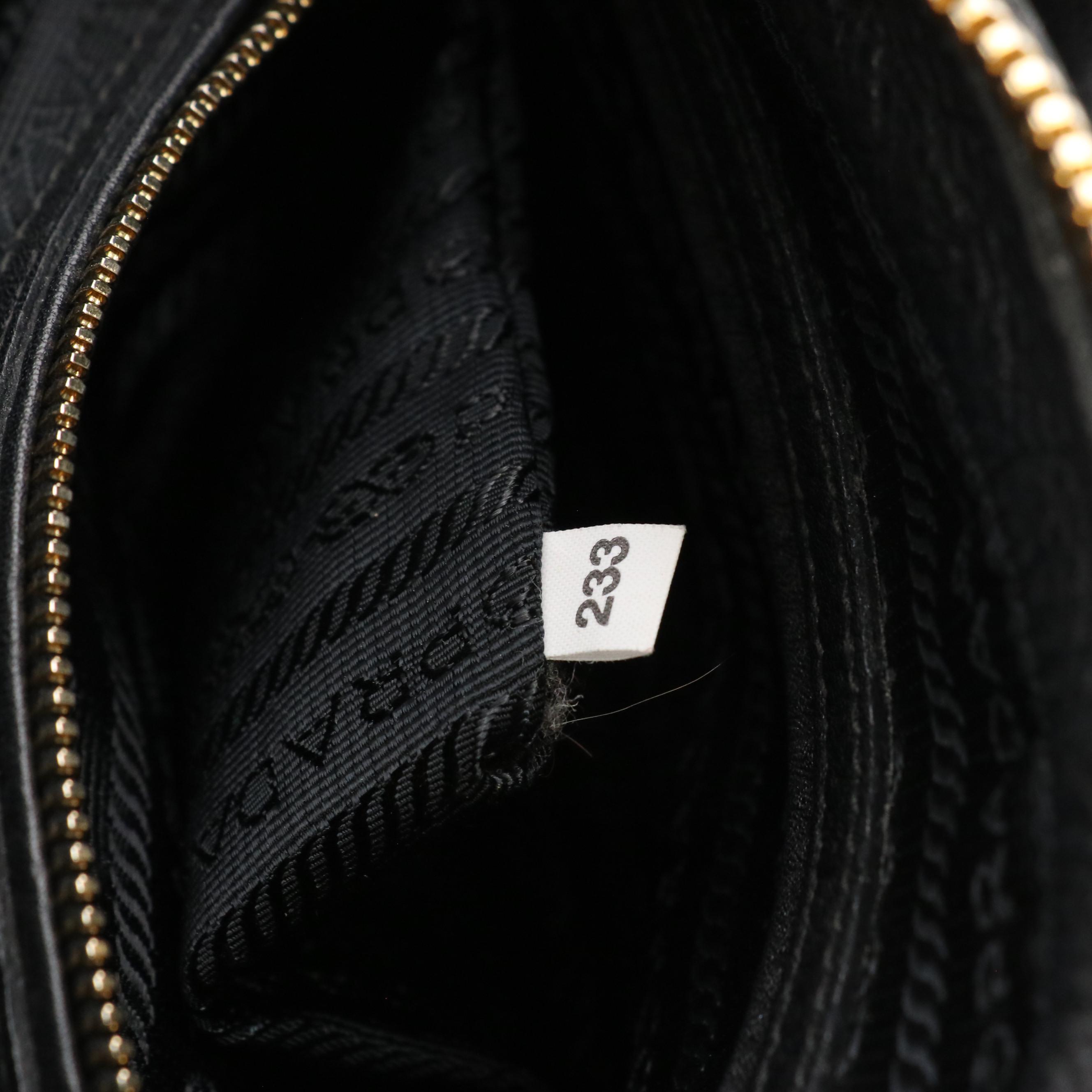 Prada Zip-Around Top Handle Satchel in Black Vitello Daino Leather