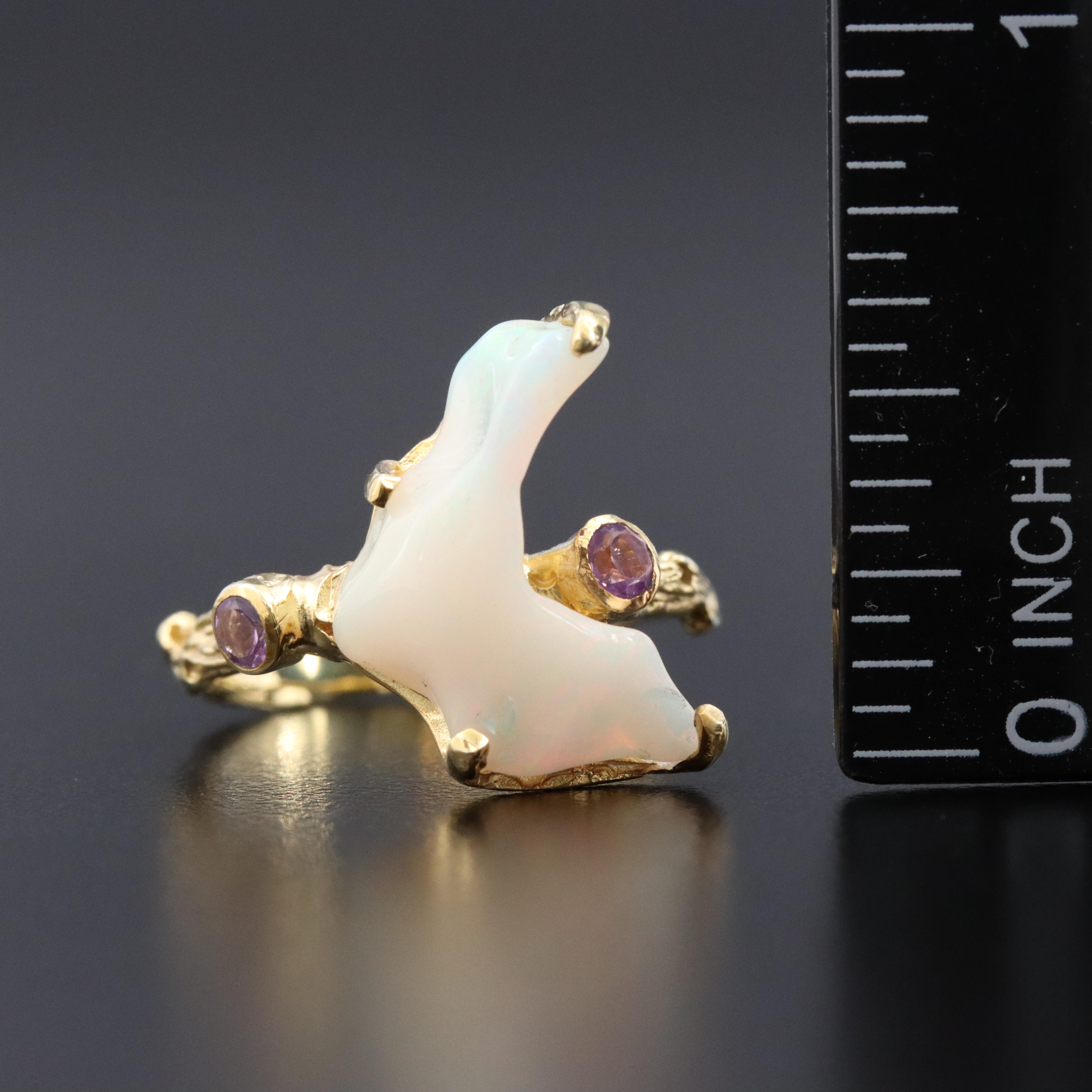 Sterling Freeform Opal and Amethyst Ring