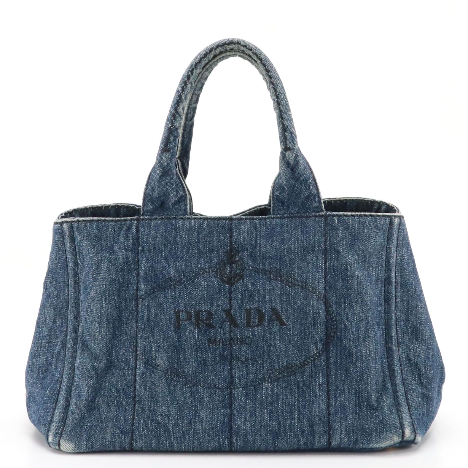 Prada Canapa Logo Tote in Blue Cotton Denim