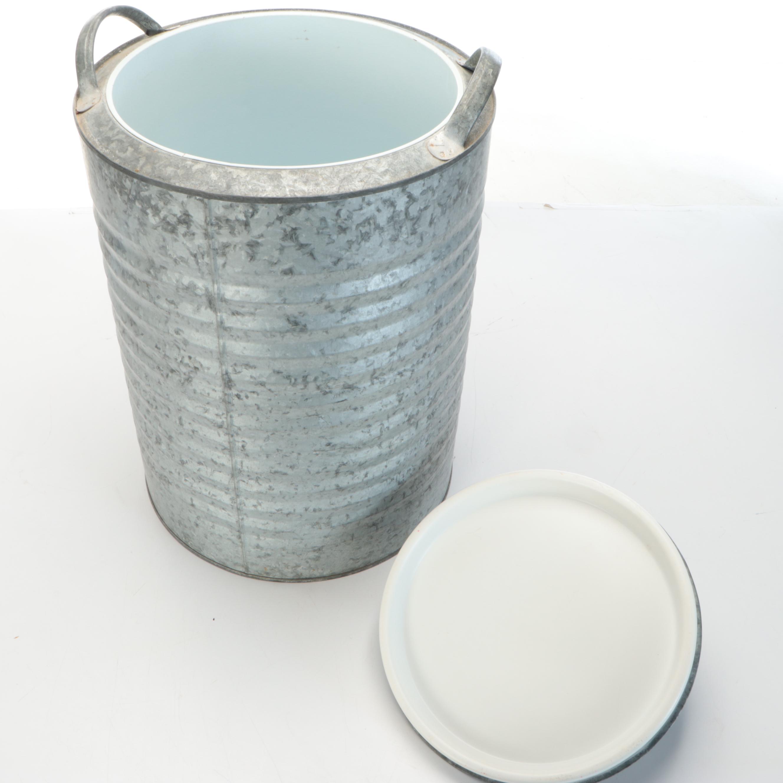 Galvanized Metal Plastic-Lined Beverage Dispenser